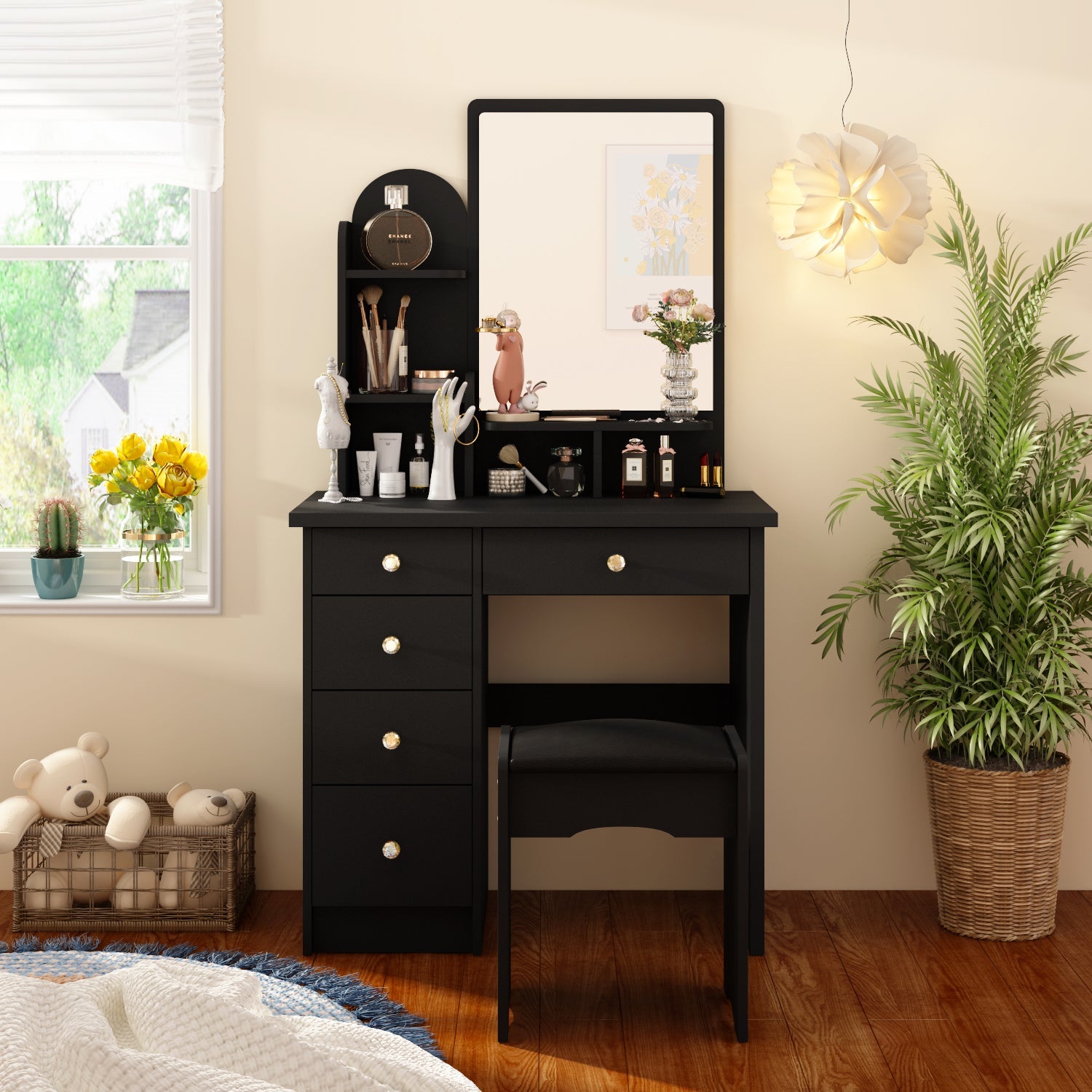 Makeup Vanity Dressing Table Dresser Set with 5 Drawers