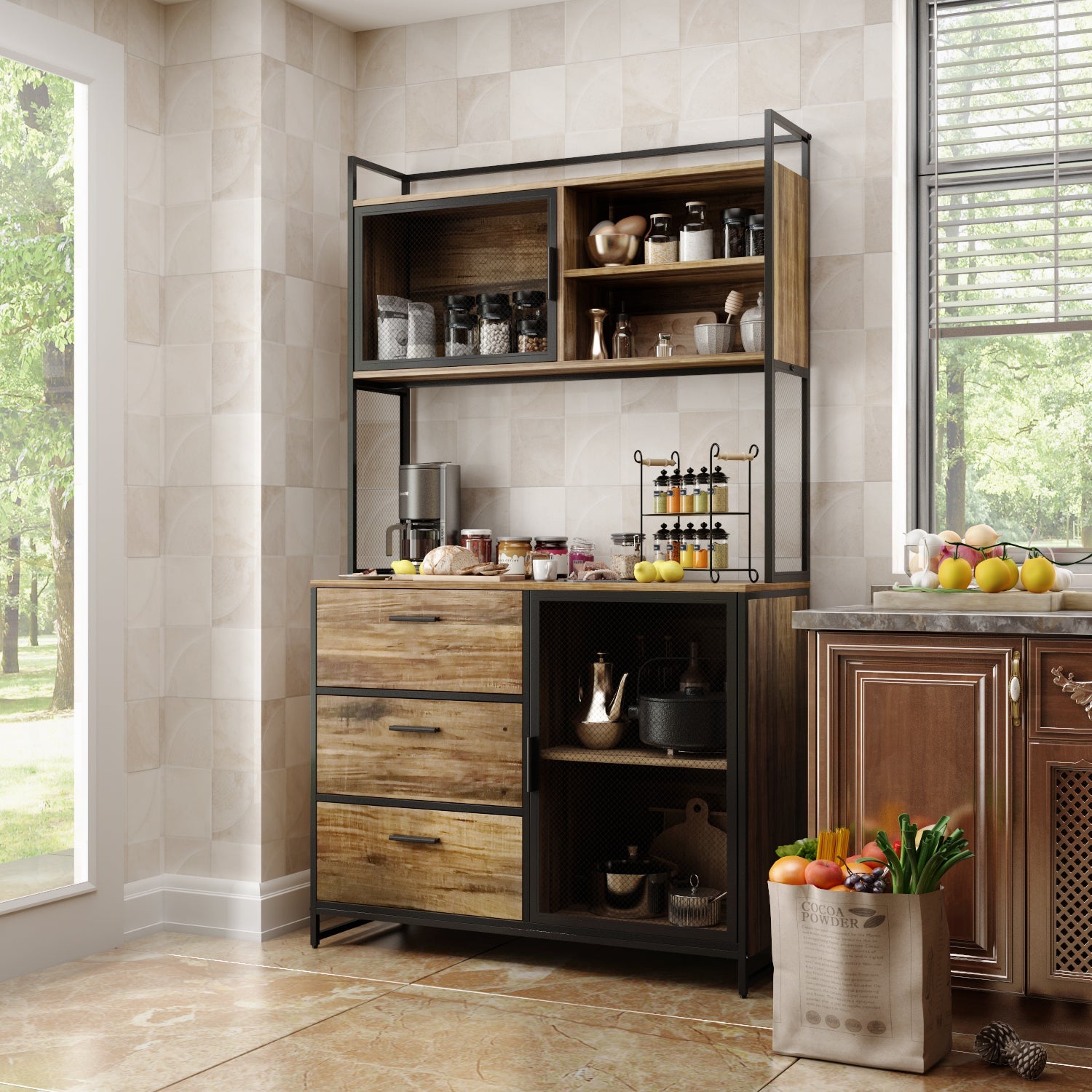 Kitchen Pantry Storage Cabinet Microwave Storage Cabinet Buffet