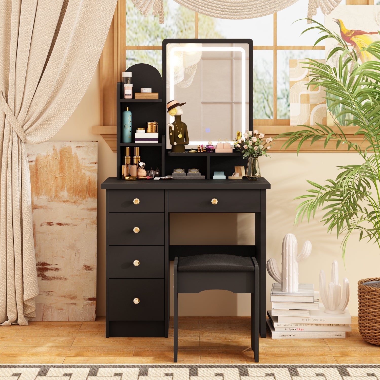 Makeup Vanity Dressing Table Dresser Set with 5 Drawers