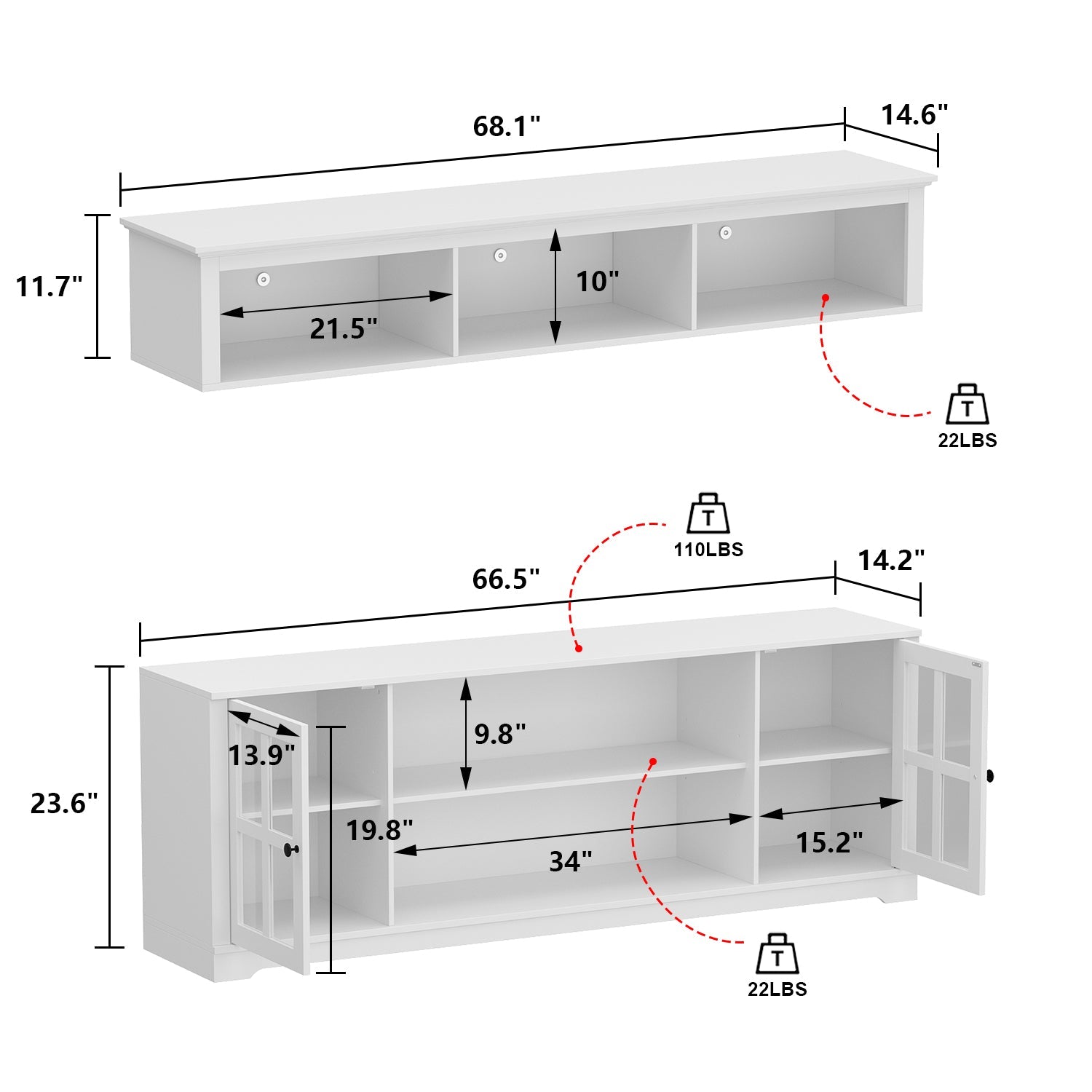 TV Stand Large Entertainment Wall Unit White Entertainment Center for Living Room