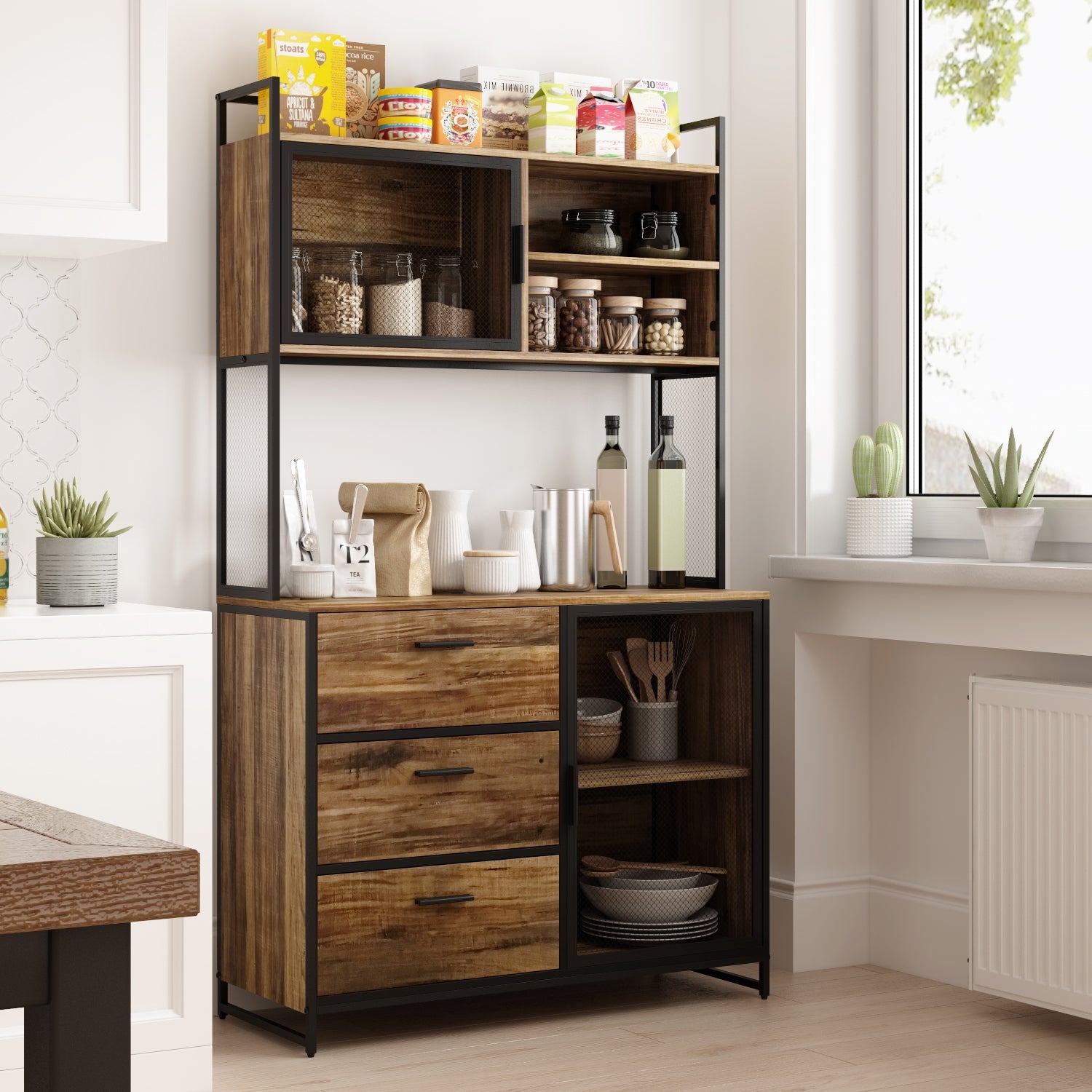 Kitchen Pantry Storage Cabinet Microwave Storage Cabinet Buffet