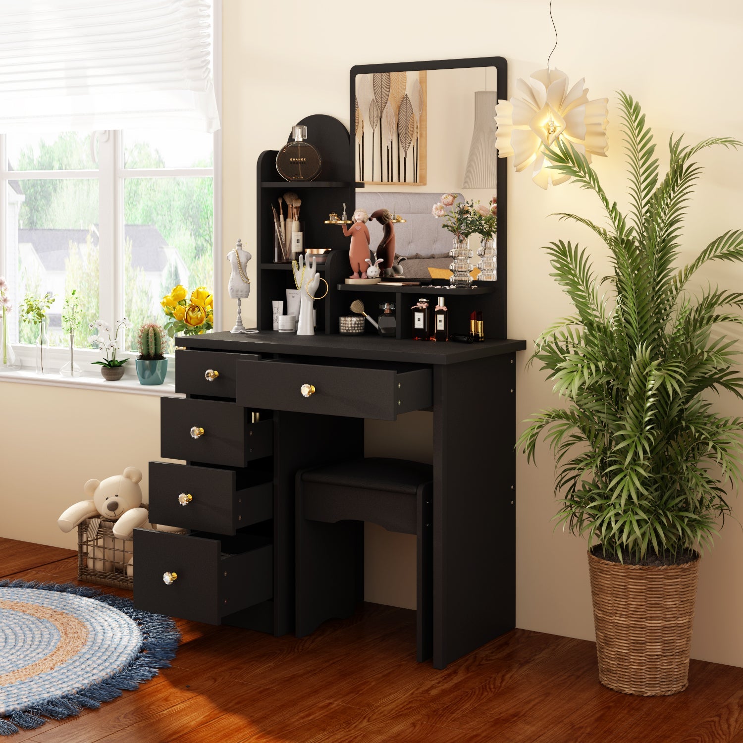 Makeup Vanity Dressing Table Dresser Set with 5 Drawers