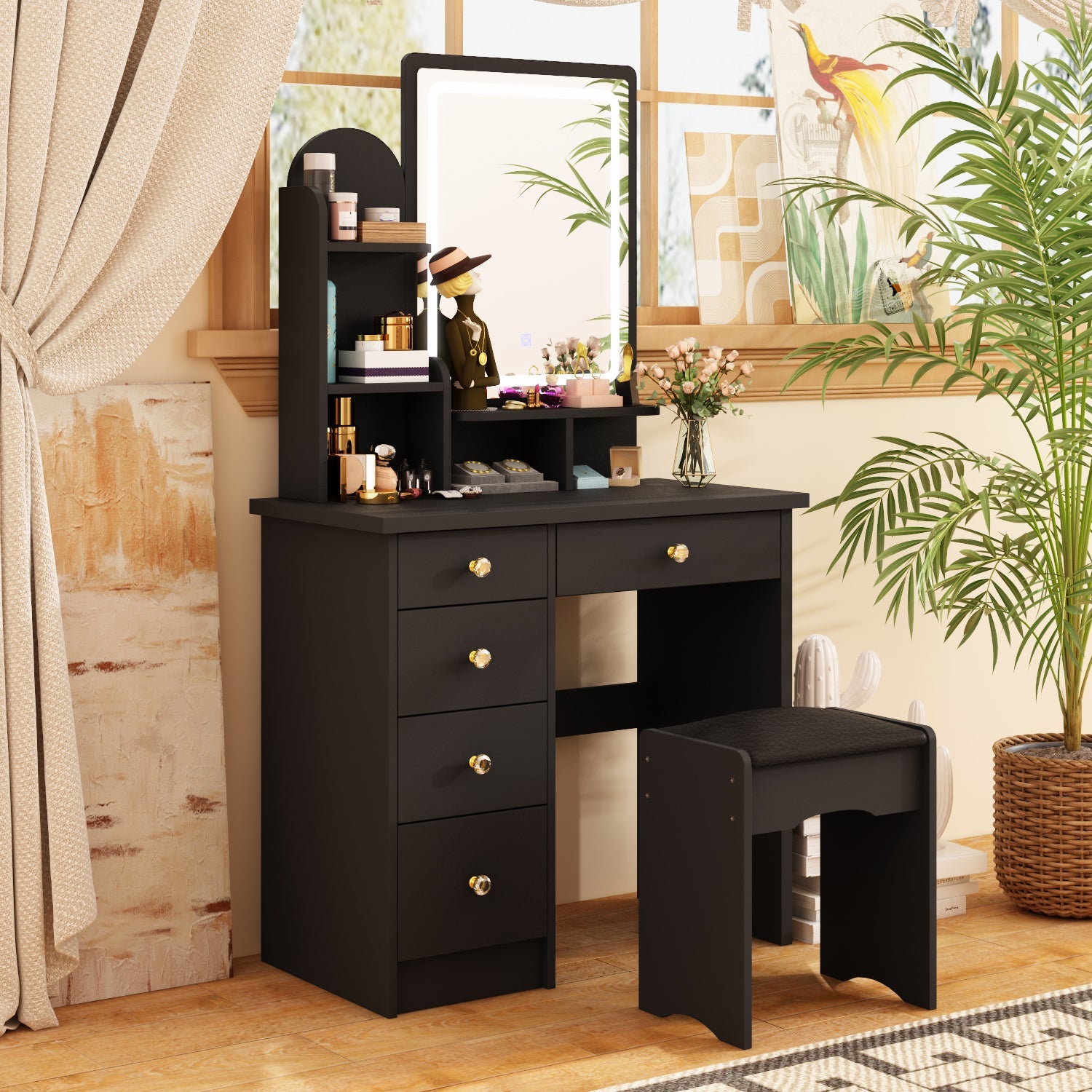 Makeup Vanity Dressing Table Dresser Set with 5 Drawers