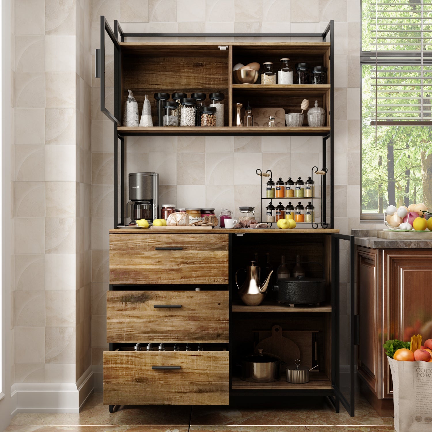 Kitchen Pantry Storage Cabinet Microwave Storage Cabinet Buffet