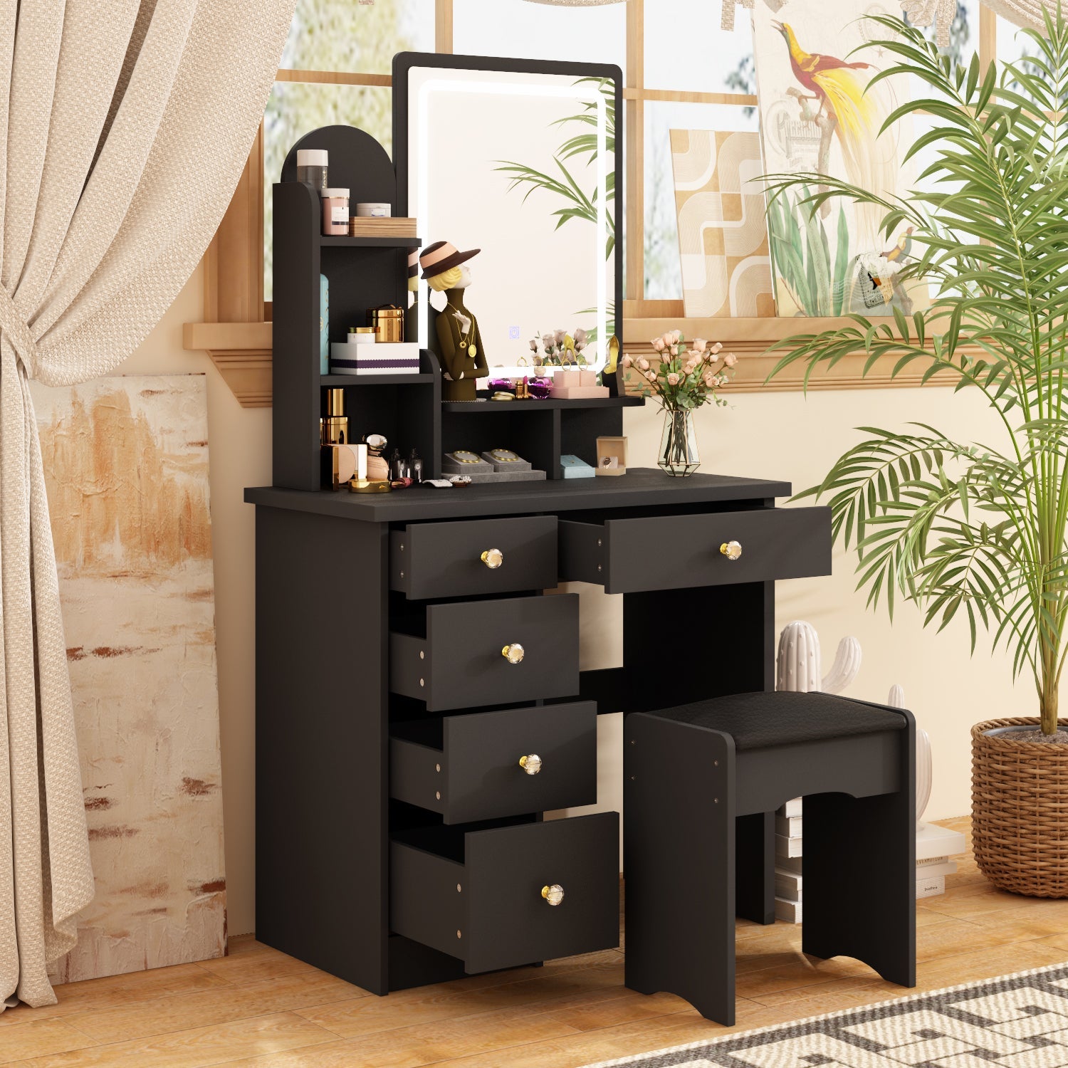 Makeup Vanity Dressing Table Dresser Set with 5 Drawers