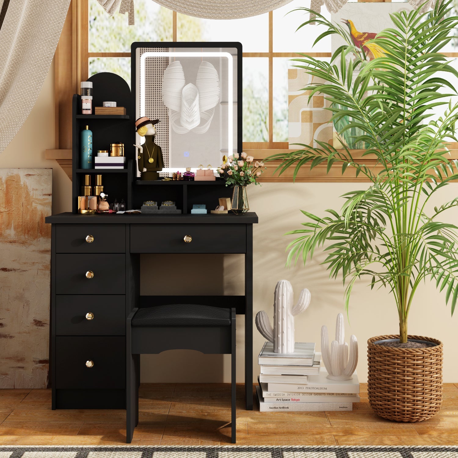 Makeup Vanity Dressing Table Dresser Set with 5 Drawers