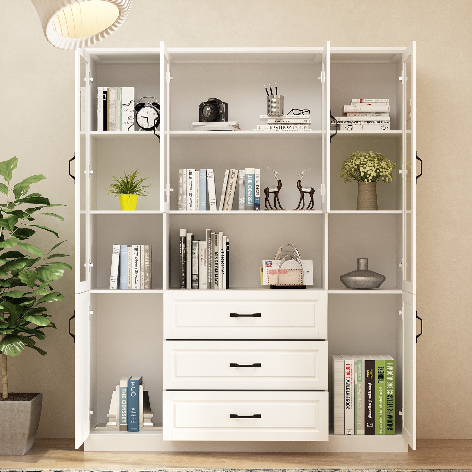 Large Display Cabinet Corner Shelf Storage Organizer Bookshelf in Combination