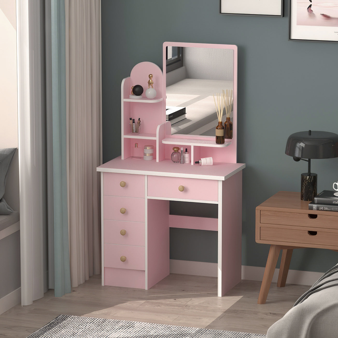 Makeup Vanity Dressing Table Dresser Set with 5 Drawers