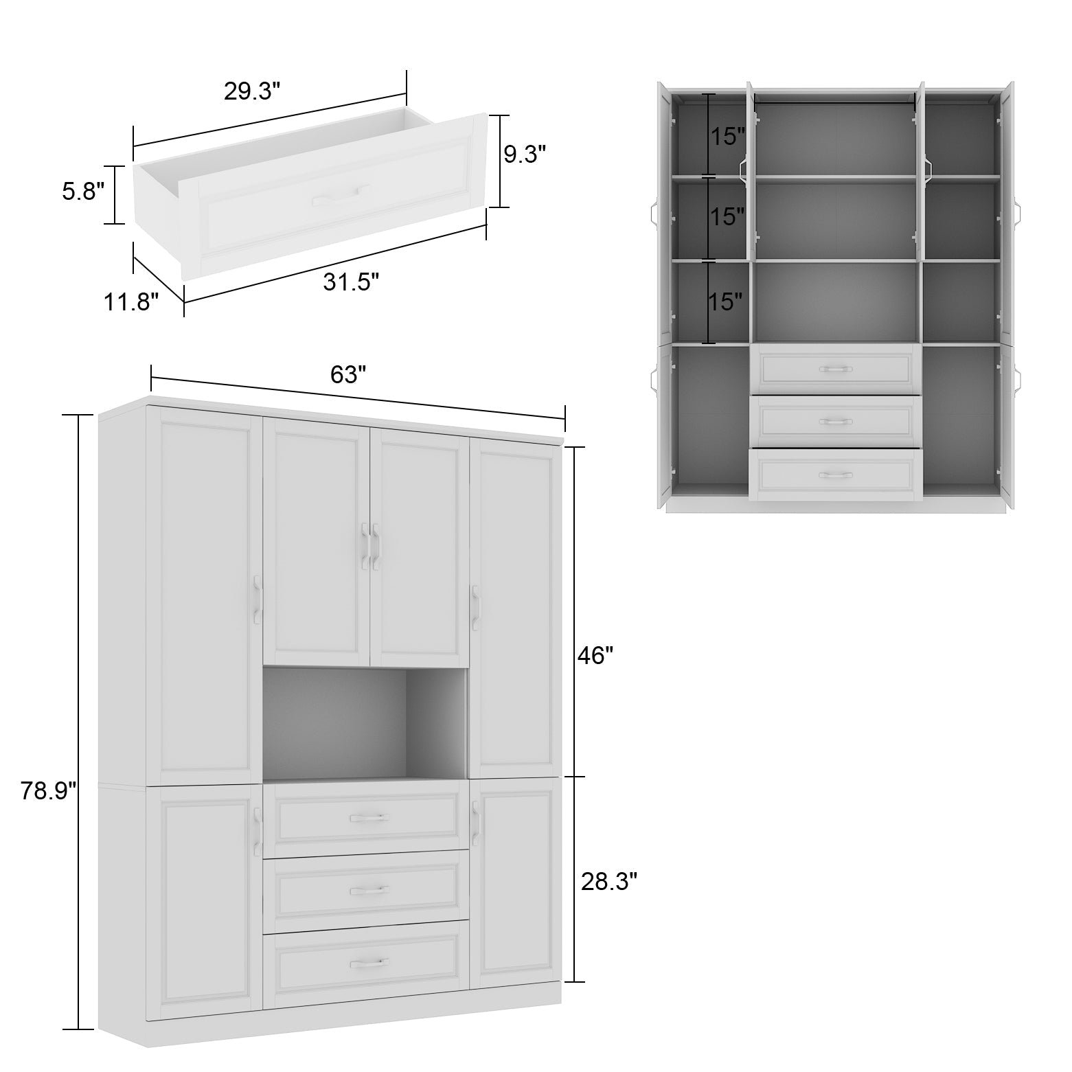 Large Display Cabinet Corner Shelf Storage Organizer Bookshelf in Combination