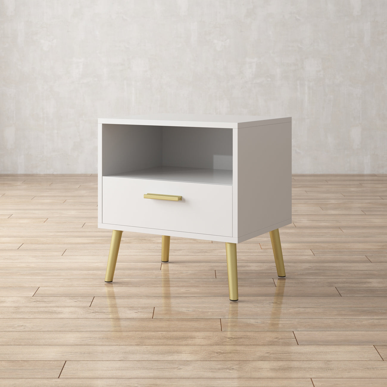 Small Bedside Cabinet 1 Open Shelf and 1 Drawer Storage Table Nightstand