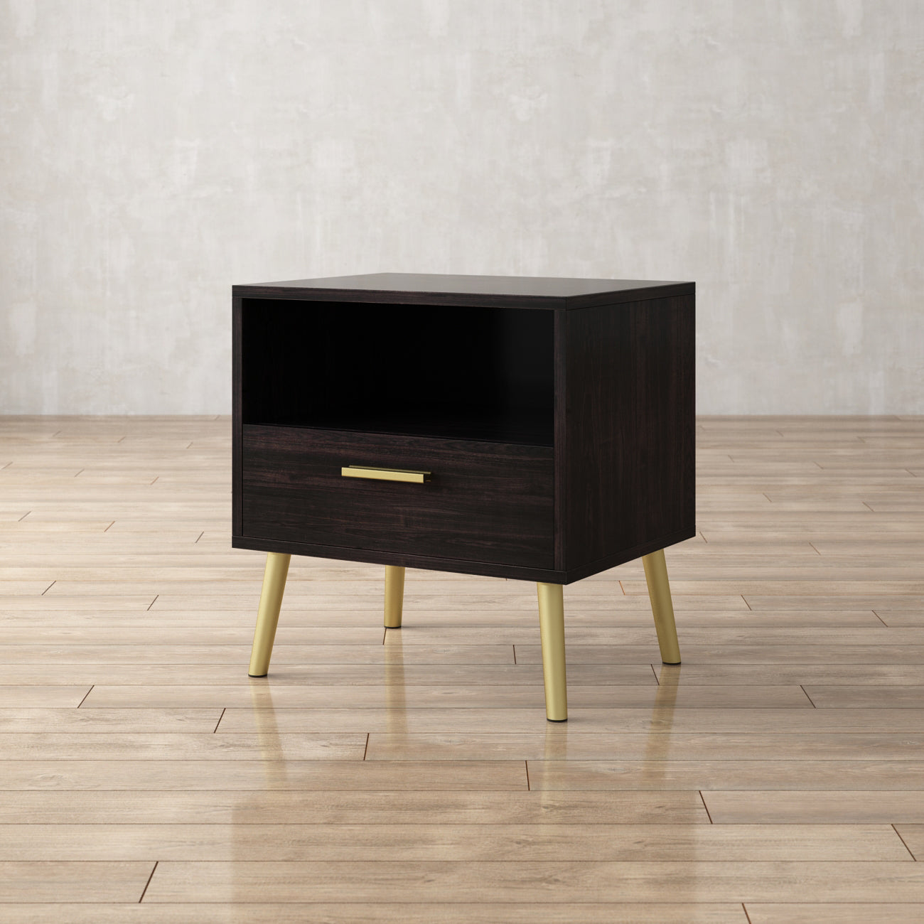 Small Bedside Cabinet 1 Open Shelf and 1 Drawer Storage Table Nightstand