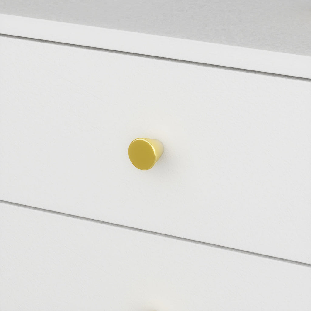 Bedroom Table 3-Drawer Dresser Nightstand with Gold-Plated Legs for Small Space