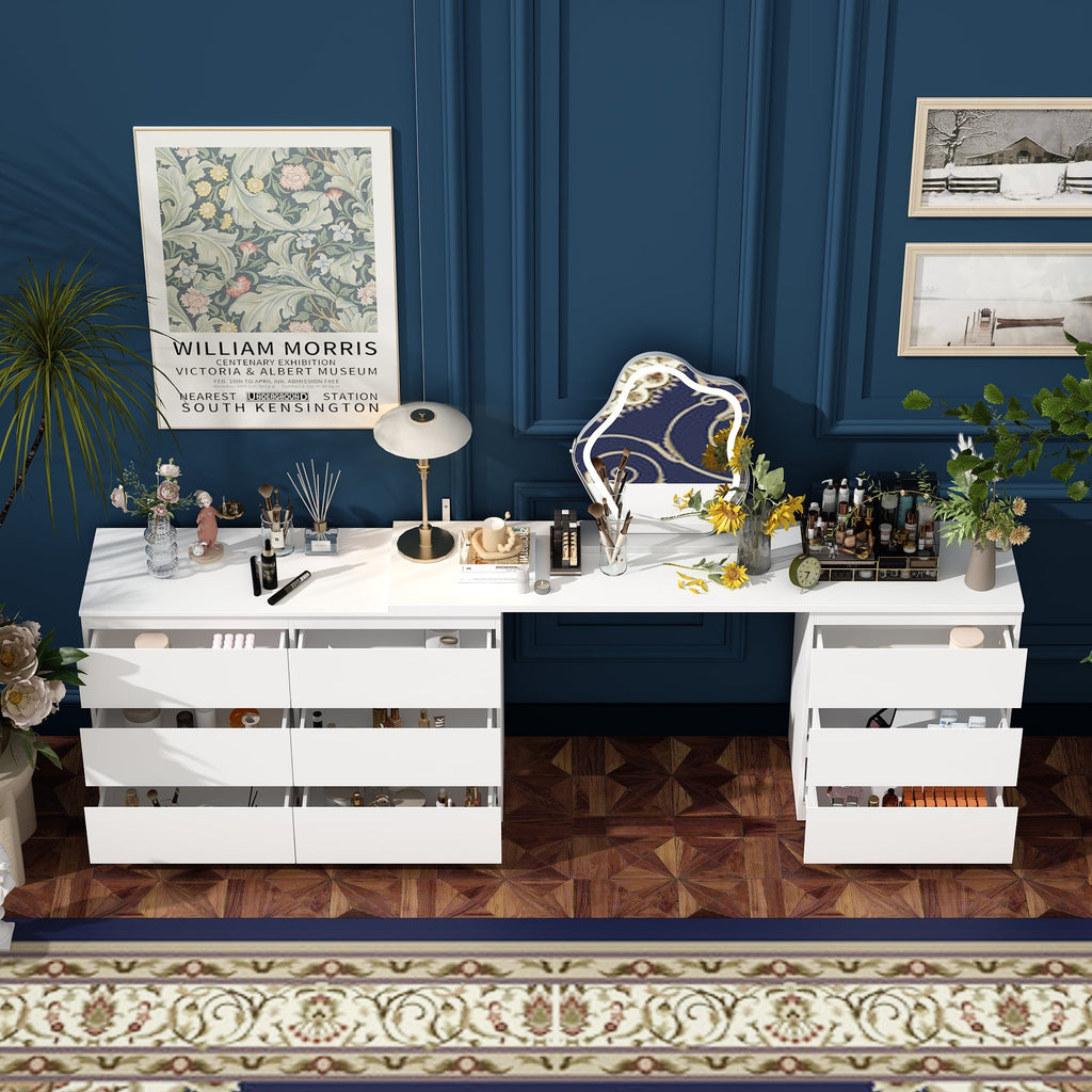 Convertible Vanity Table With 9 Drawers