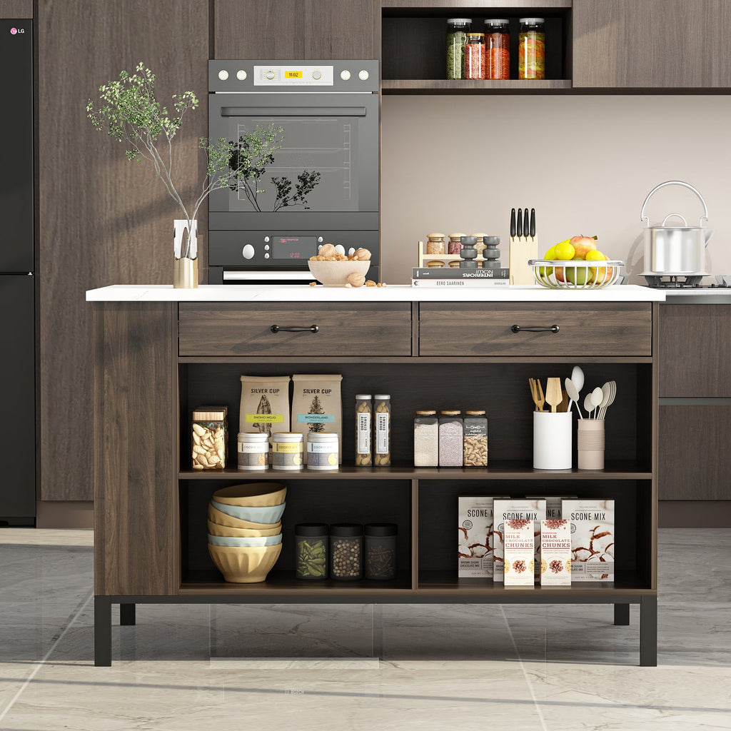 Kitchen Island with Solid + Manufactured Wood Top