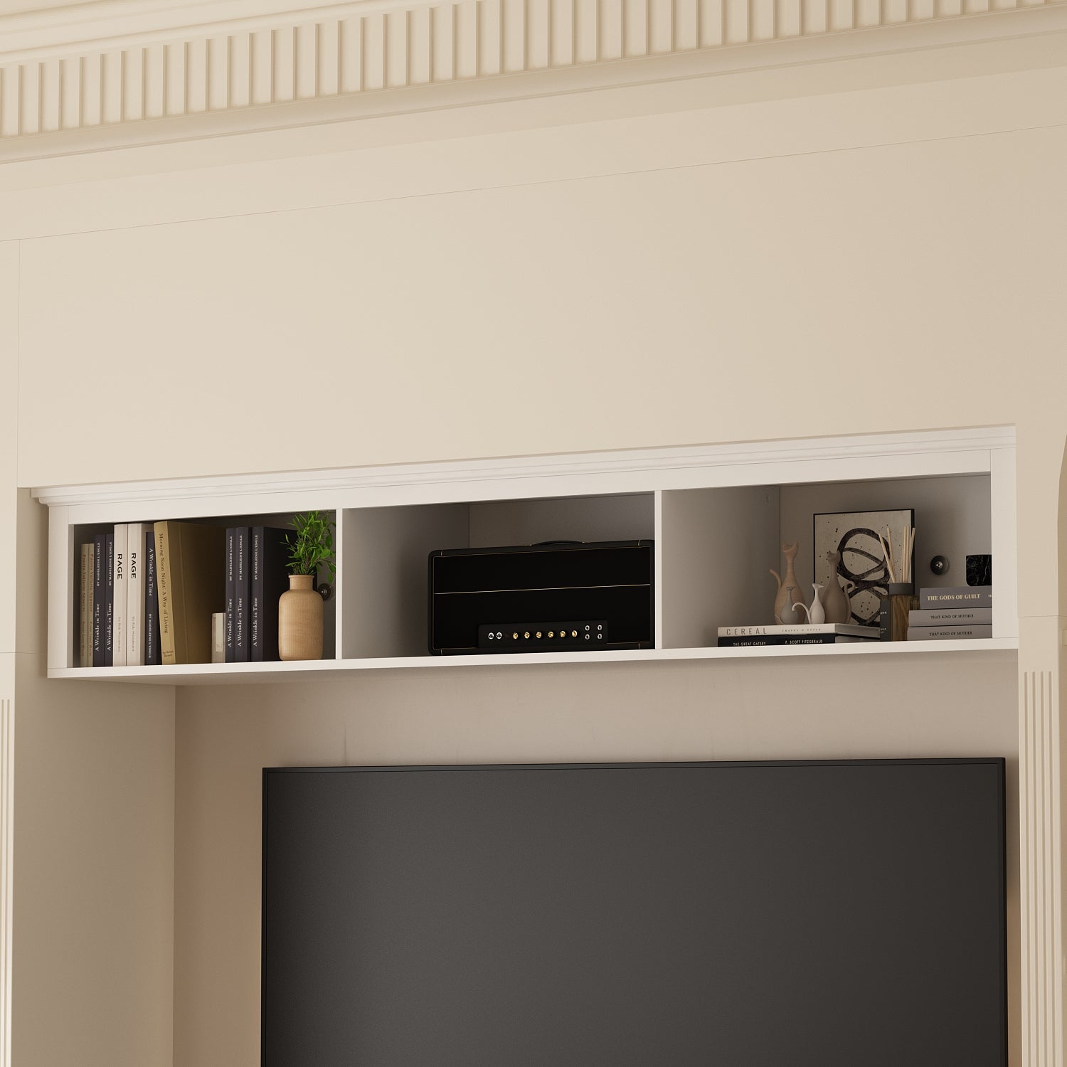 TV Stand Large Entertainment Wall Unit White Entertainment Center for Living Room