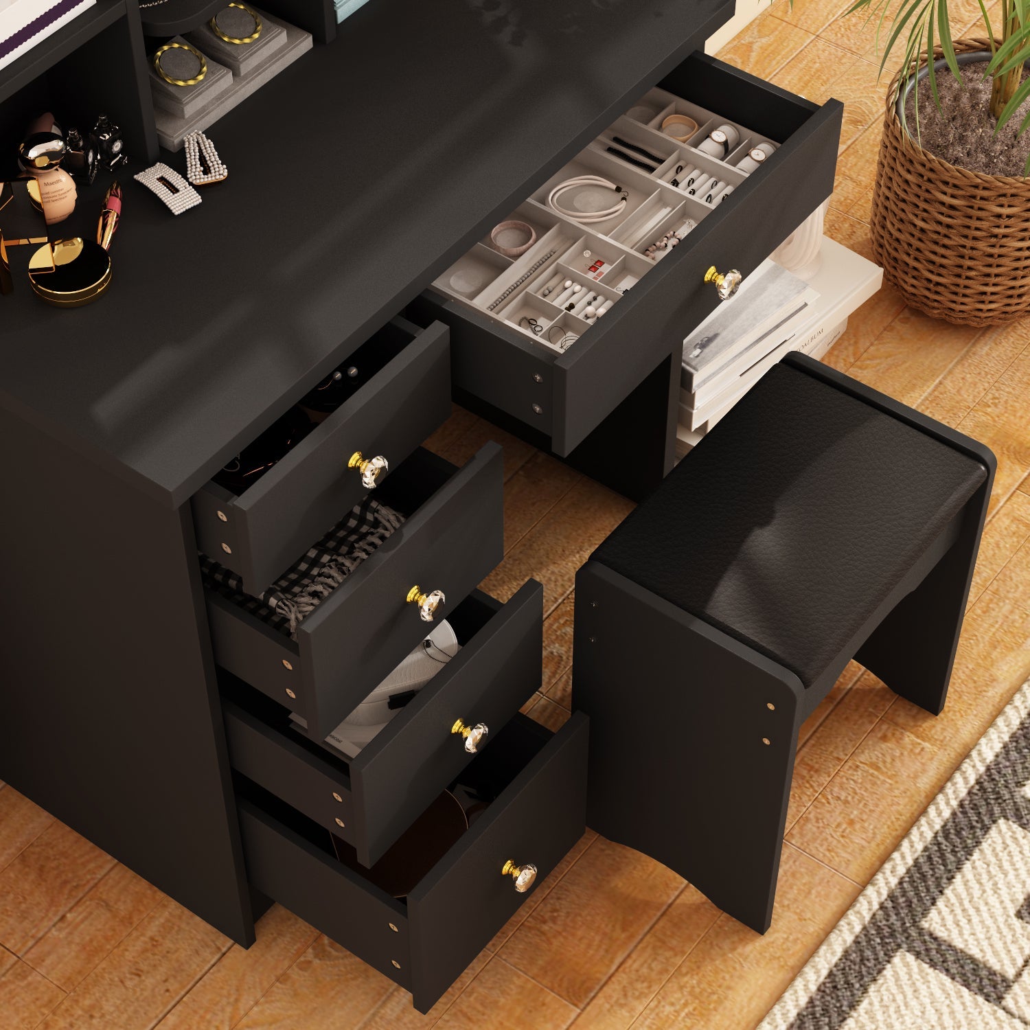 Makeup Vanity Dressing Table Dresser Set with 5 Drawers