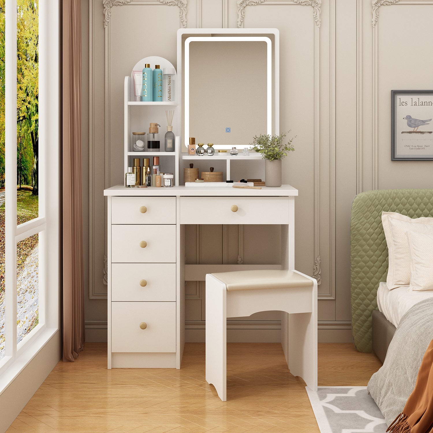 Makeup Vanity Dressing Table Dresser Set with 5 Drawers