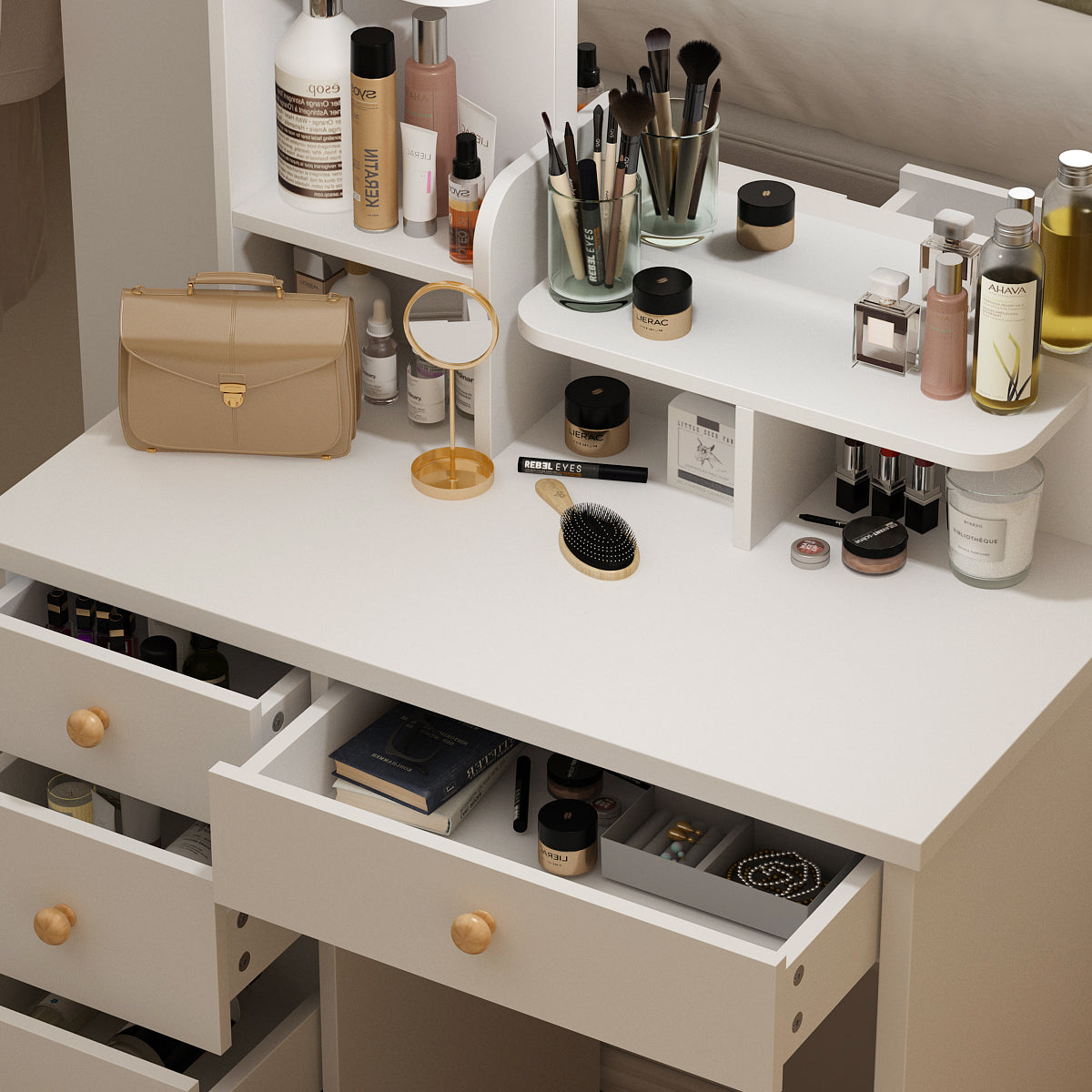 Makeup Vanity Dressing Table Dresser Set with 5 Drawers