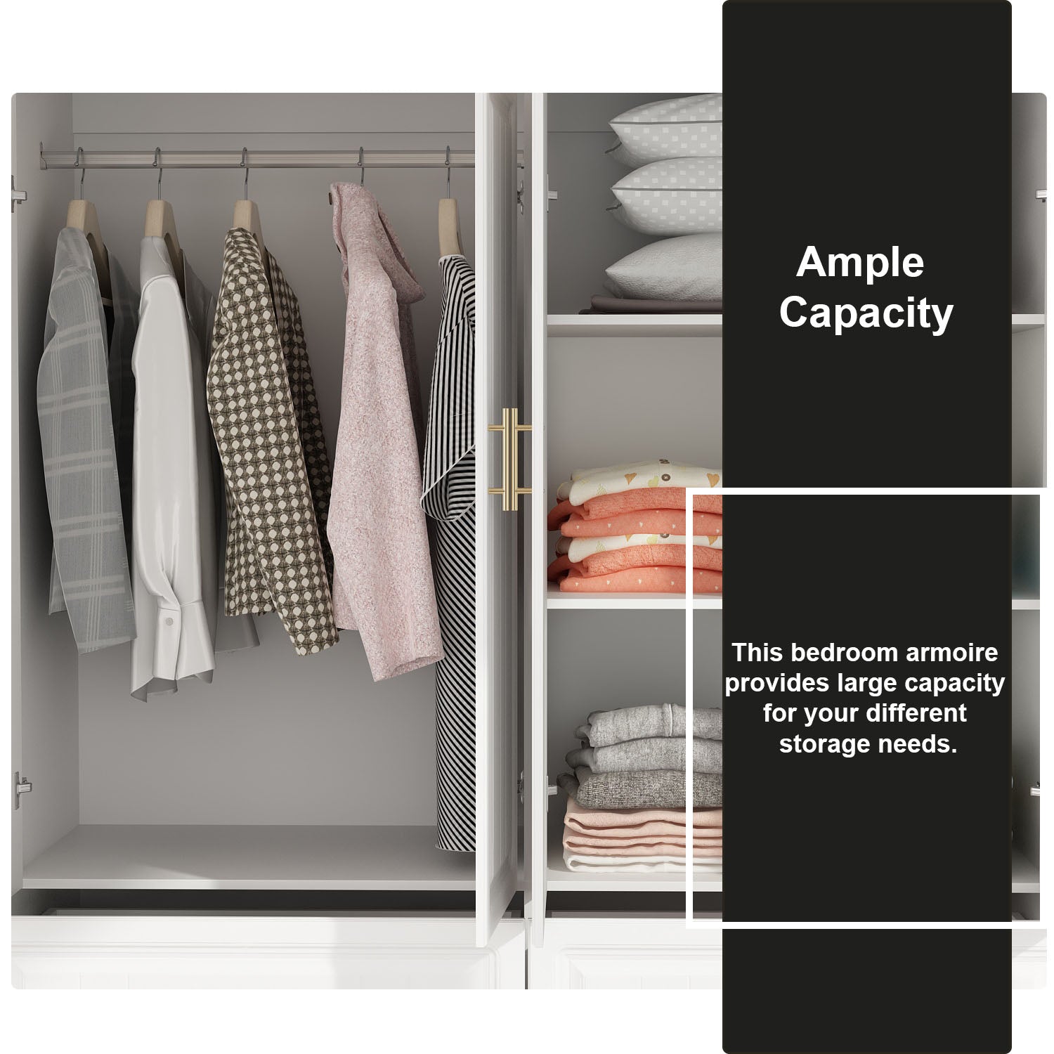 Family Cabinet Wardrobe Bedroom Armoire Home Closet 4 Doors and Drawers