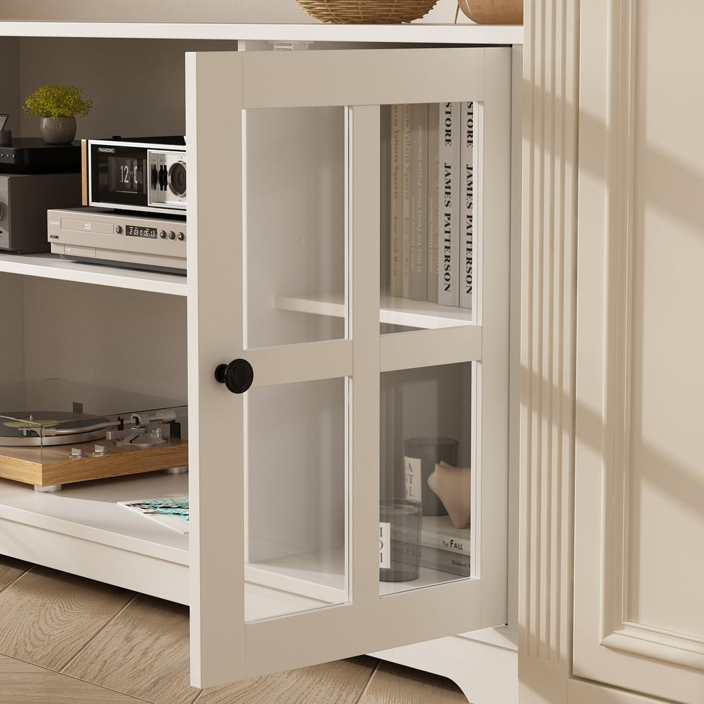 TV Stand Large Entertainment Wall Unit White Entertainment Center for Living Room