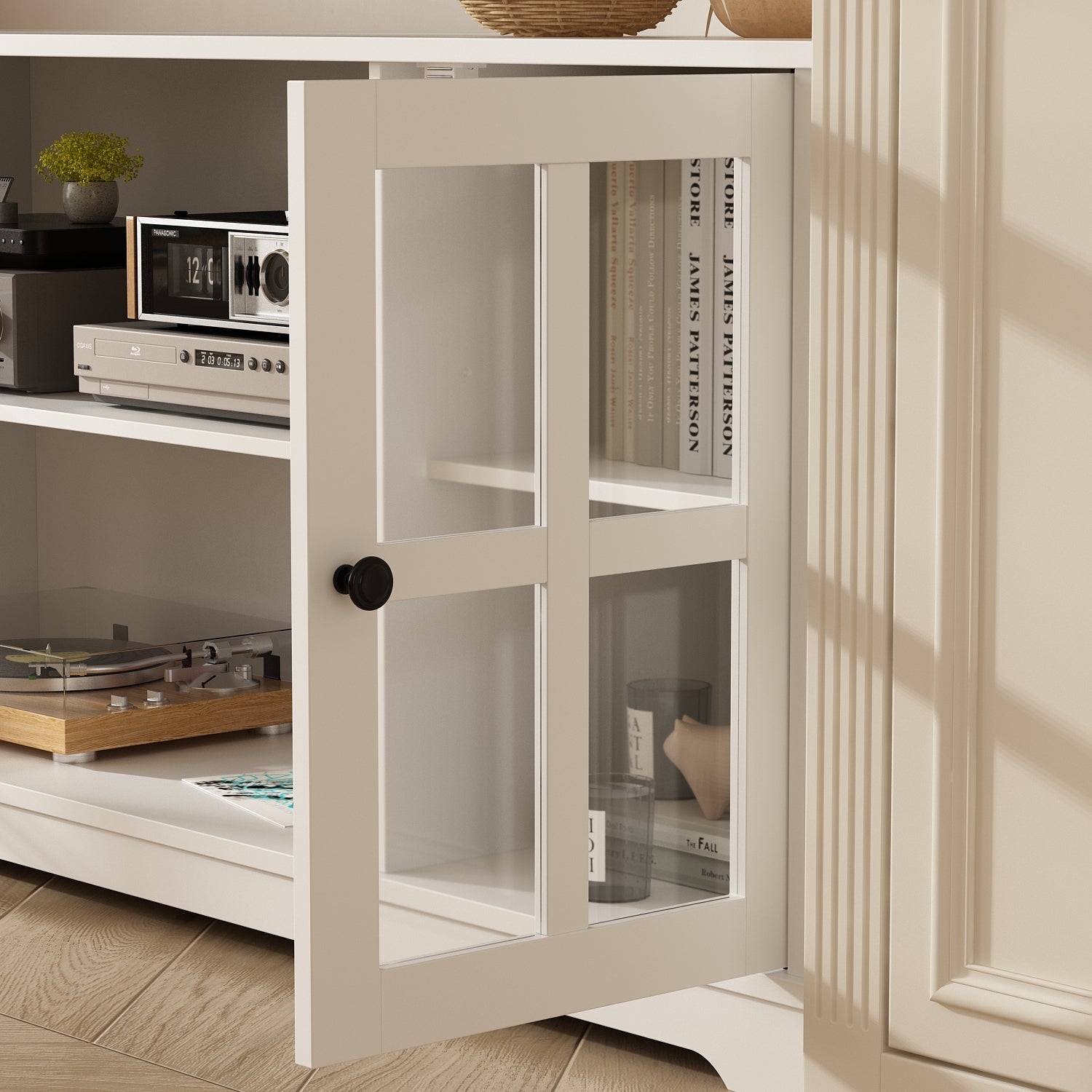 TV Stand Large Entertainment Wall Unit White Entertainment Center for Living Room
