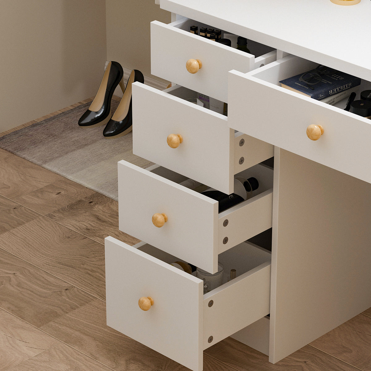 Makeup Vanity Dressing Table Dresser Set with 5 Drawers