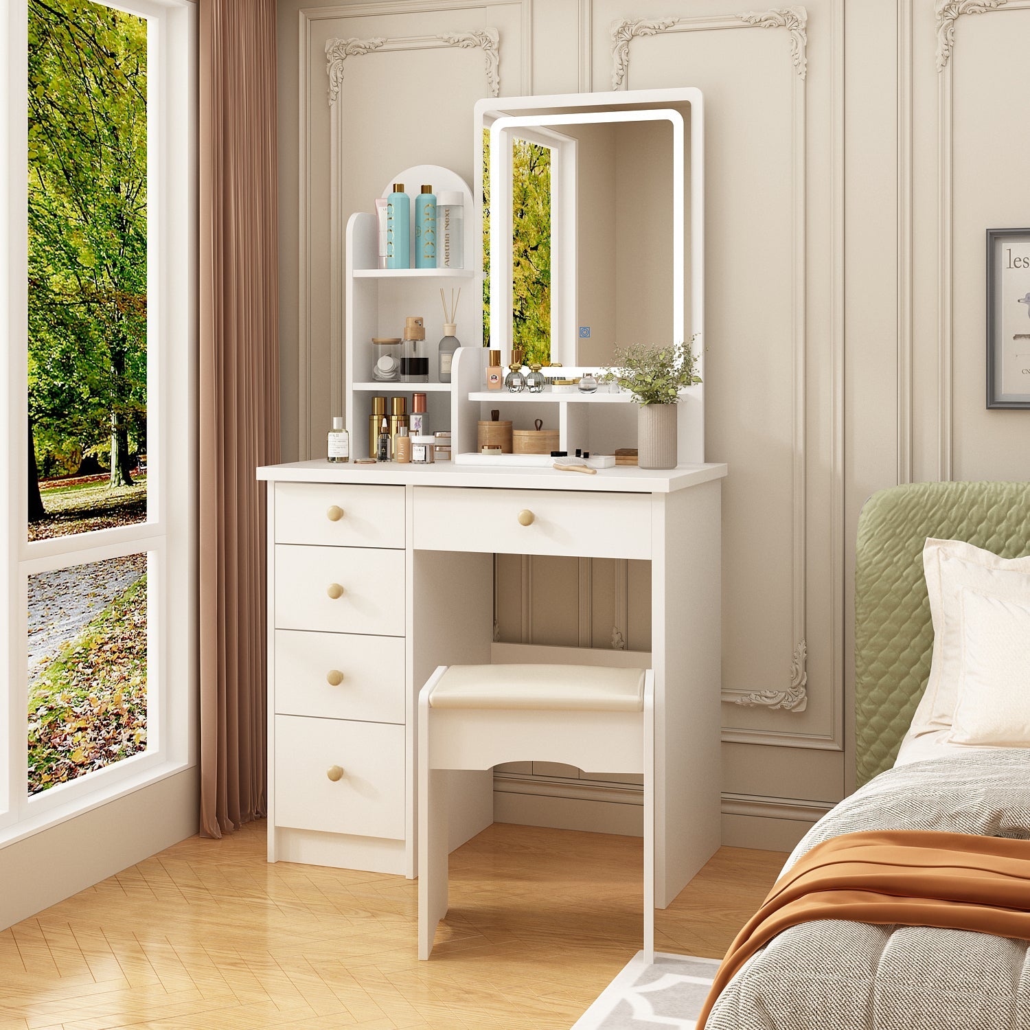 Makeup Vanity Dressing Table Dresser Set with 5 Drawers