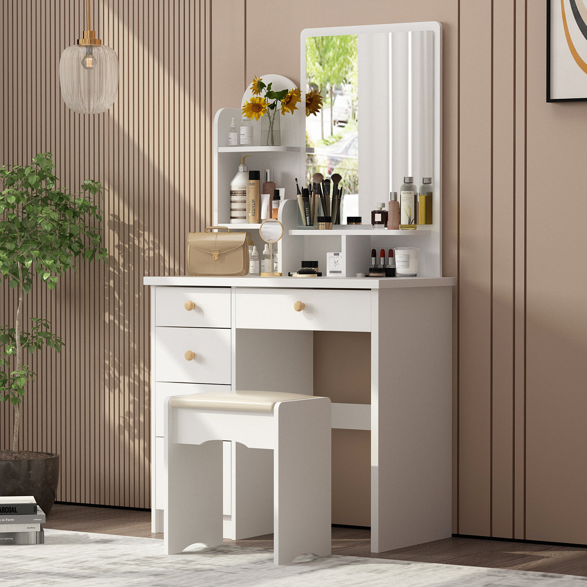 Makeup Vanity Dressing Table Dresser Set with 5 Drawers