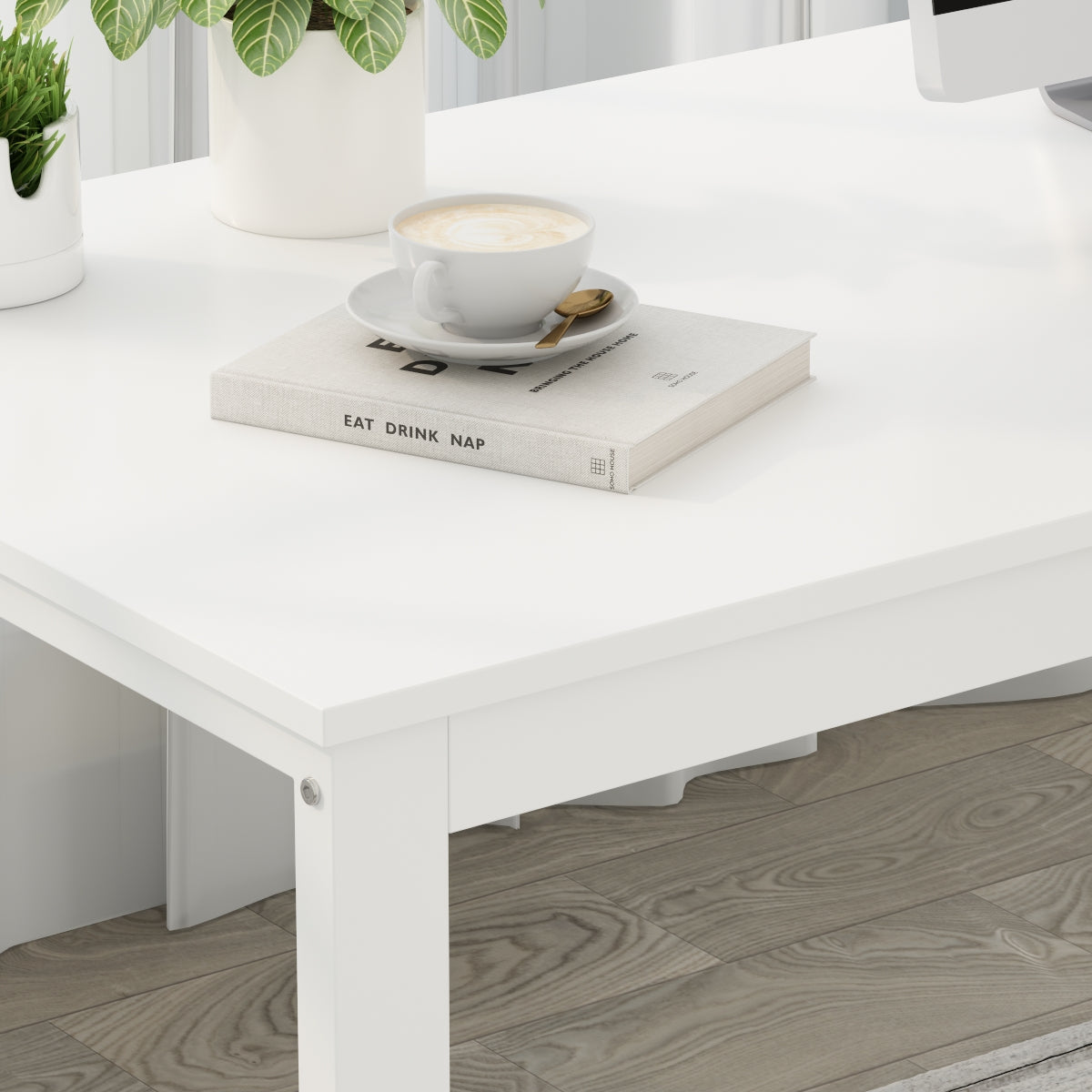 Home Office Computer Desk Corner Desk with 3 Drawers and 2 Shelves, 55 Inch Large L-Shaped Study Writing Table with Storage Cabinet