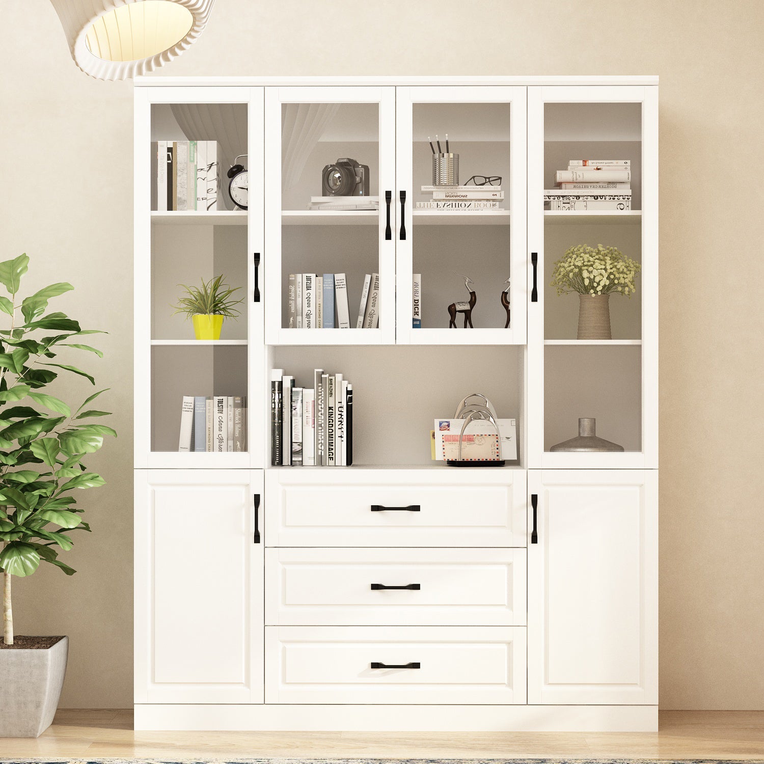 Large Display Cabinet Corner Shelf Storage Organizer Bookshelf in Combination