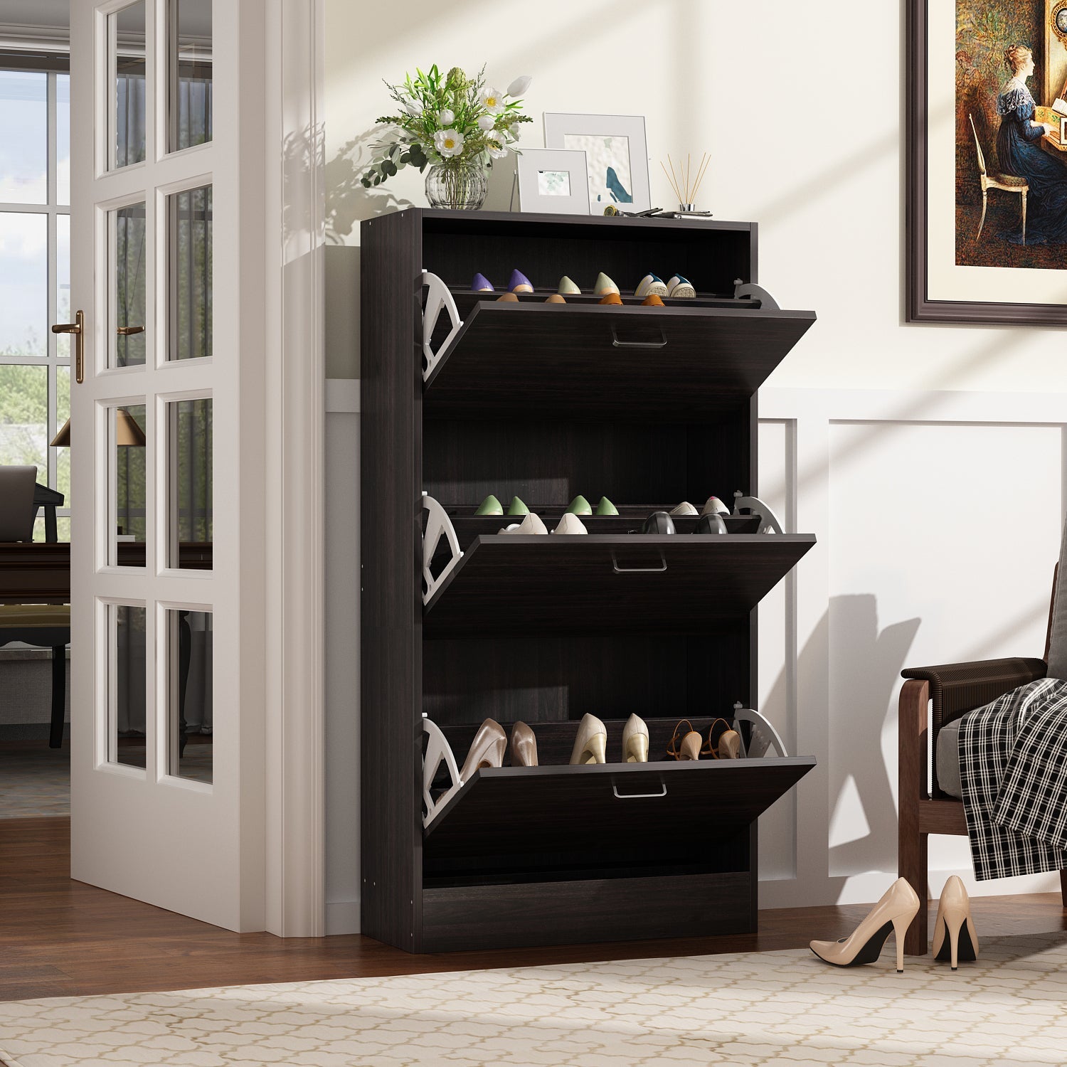 Shoe Cabinet with 3 Flip Drawers for Entryway Freestanding Shoe Rack Storage Organizer