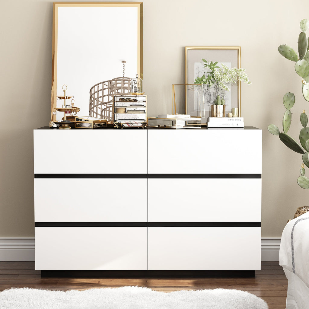 Modern 9-Drawer Double Dresser with Wide Drawers and Metal Handles for Bedroom or Living Room