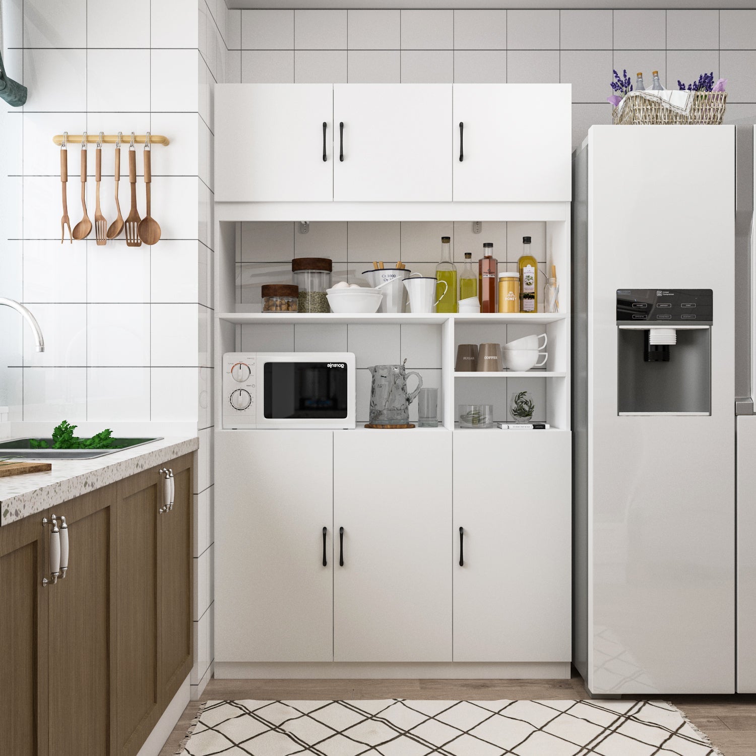 Large Storage Cabinet Kitchen Storage Cupboard with Doors Floor Cabinet for Living Room