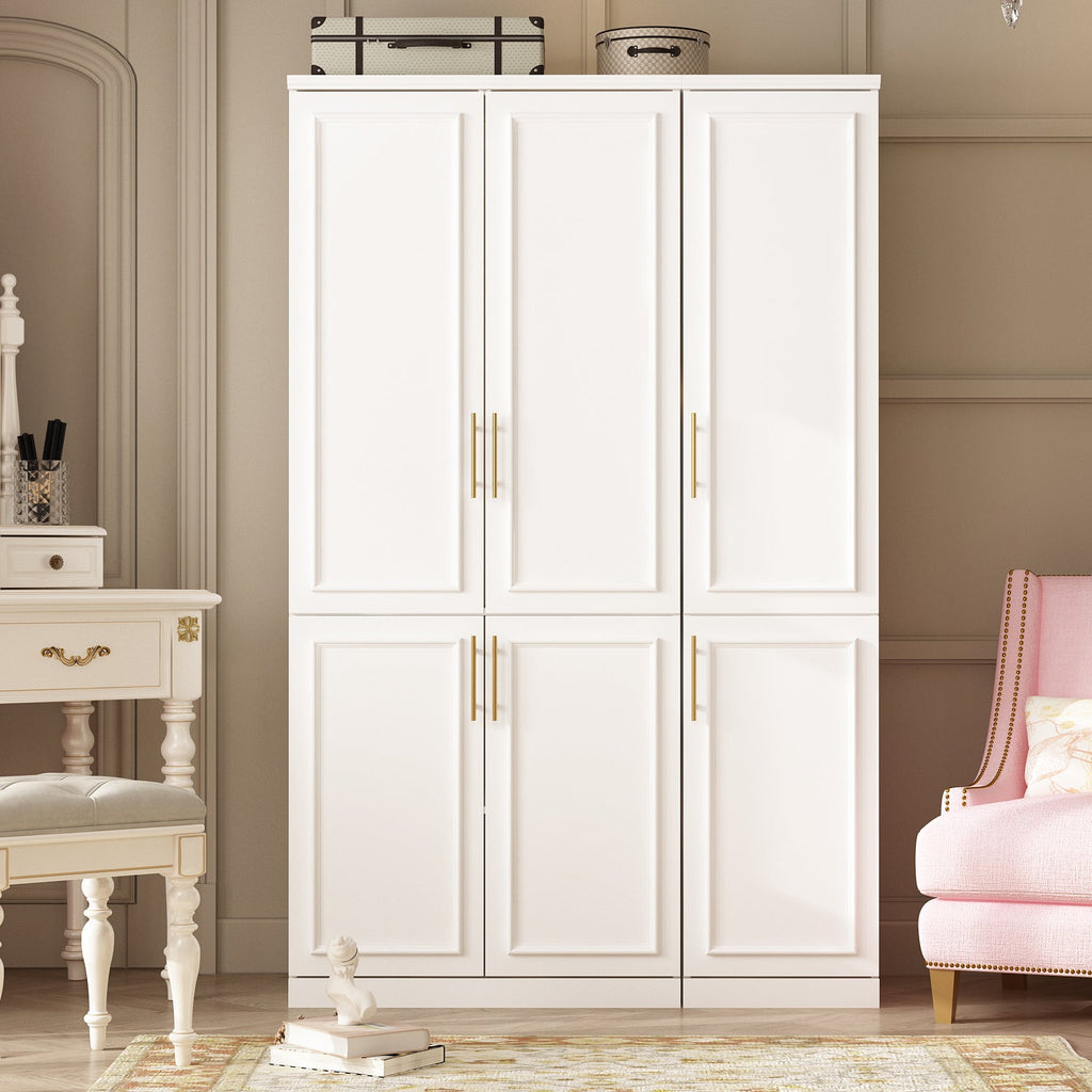 74.8" Large Modular Wardrobe with Glass Doors and Drawers