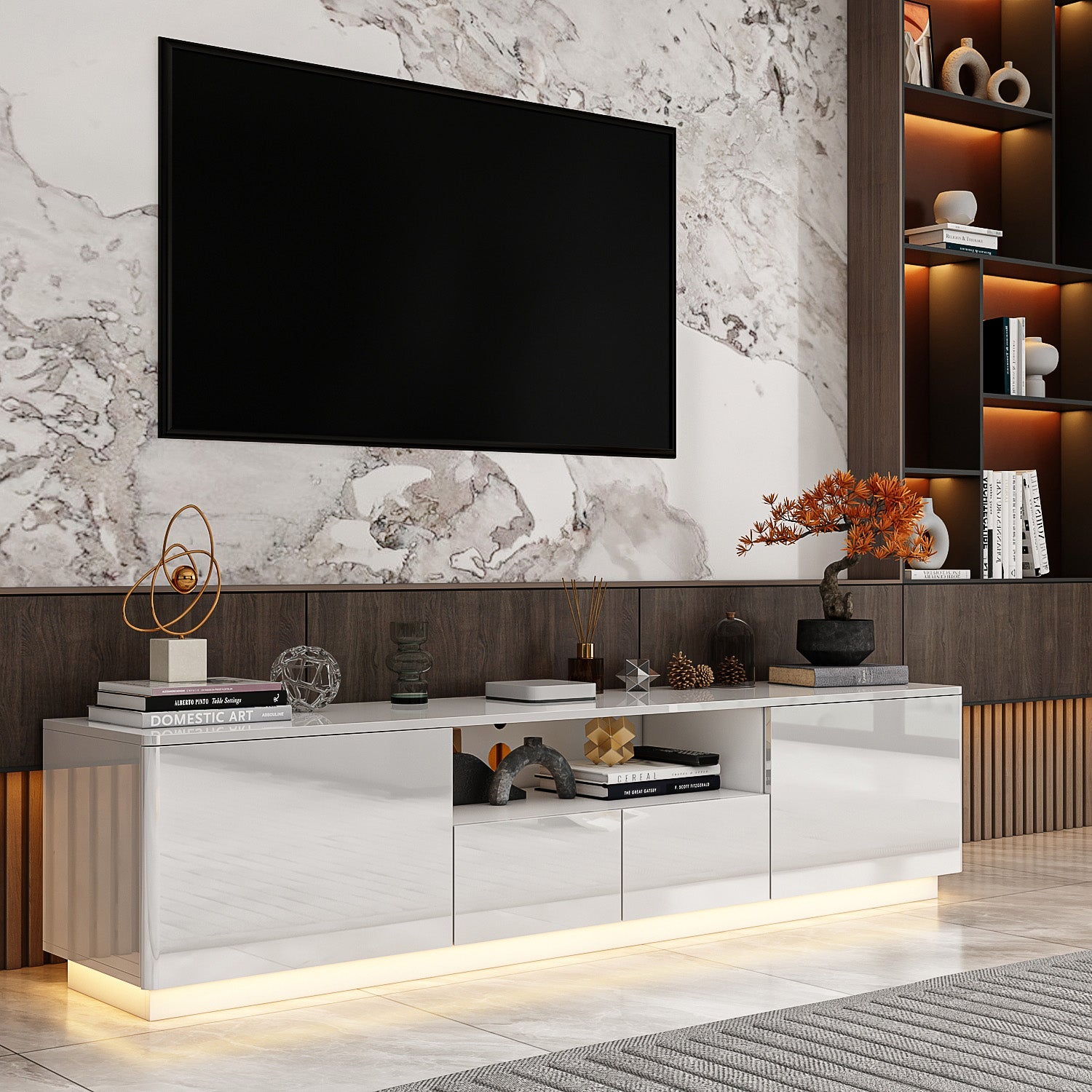 LED TV Stand Console Table Entertainment Center High Gloss