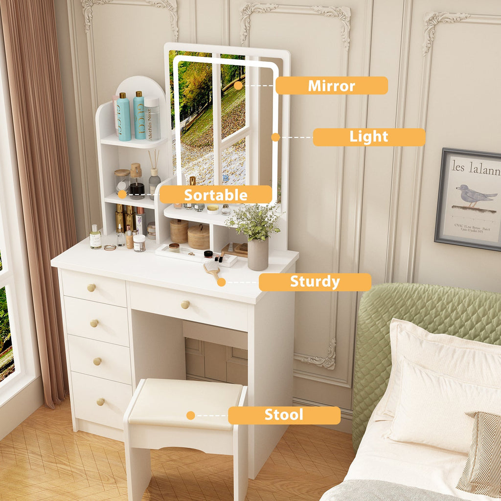 Makeup Vanity Dressing Table Dresser Set with 5 Drawers