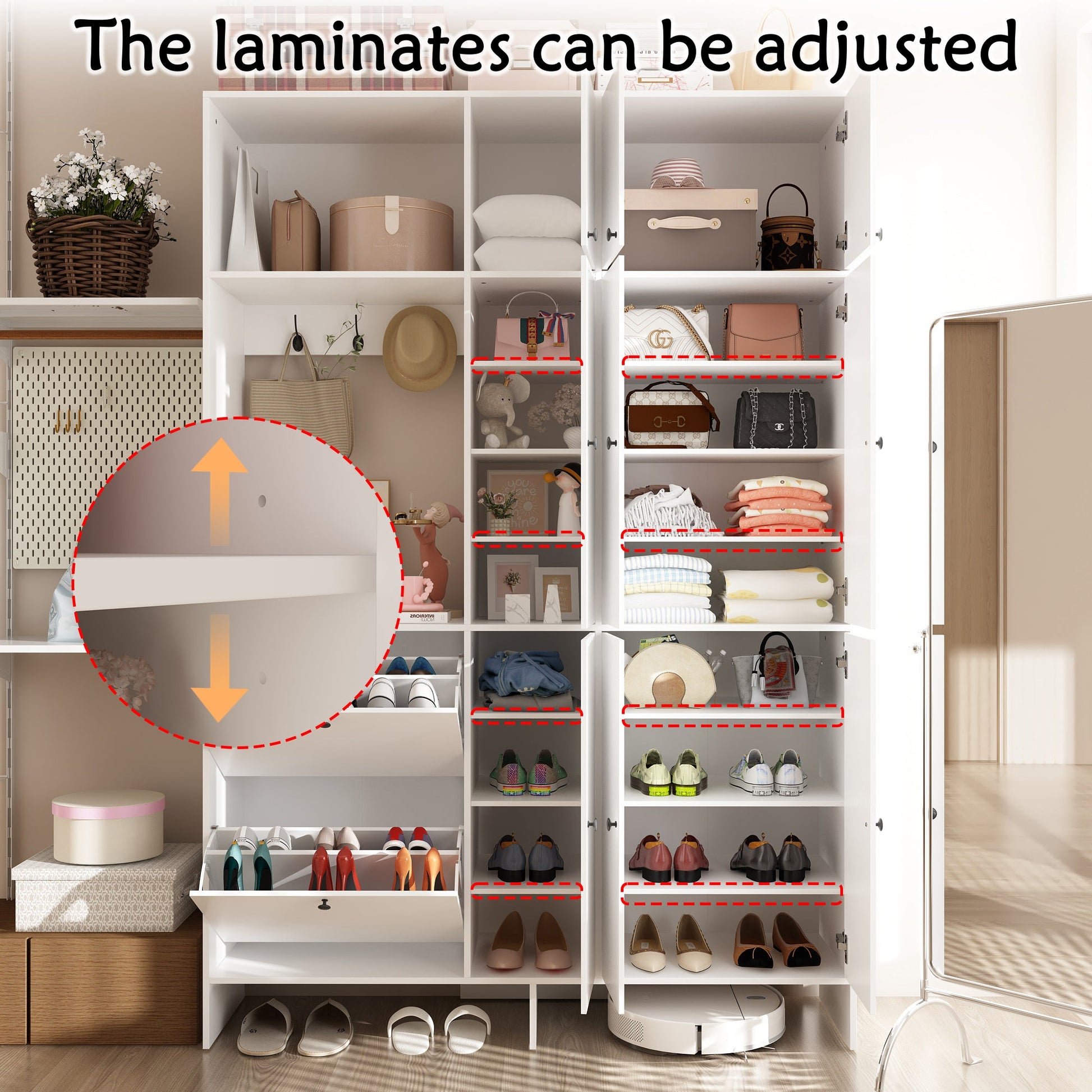 40 Pairs Of Shoes Storage Cabinet With Hooks