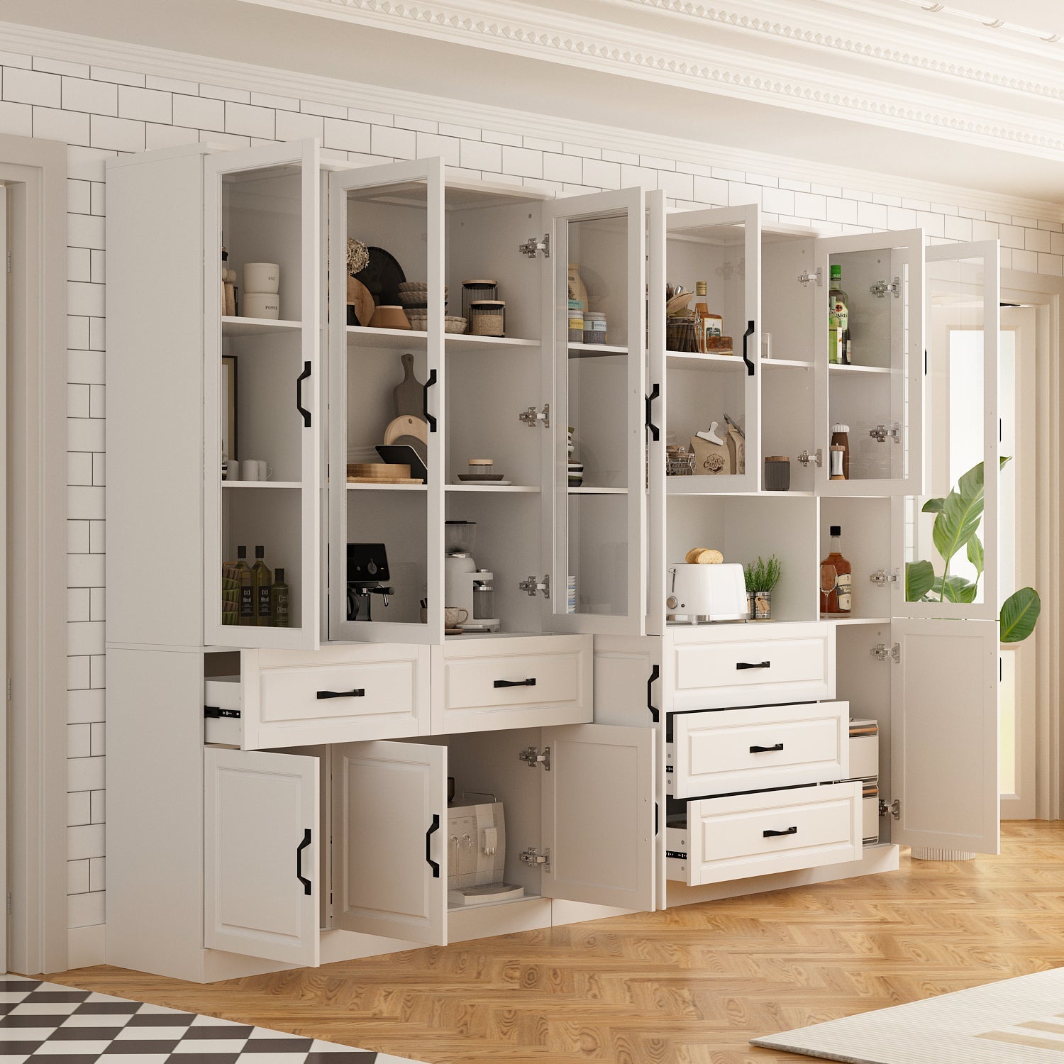 Large Display Cabinet Corner Shelf Storage Organizer Bookshelf in Combination