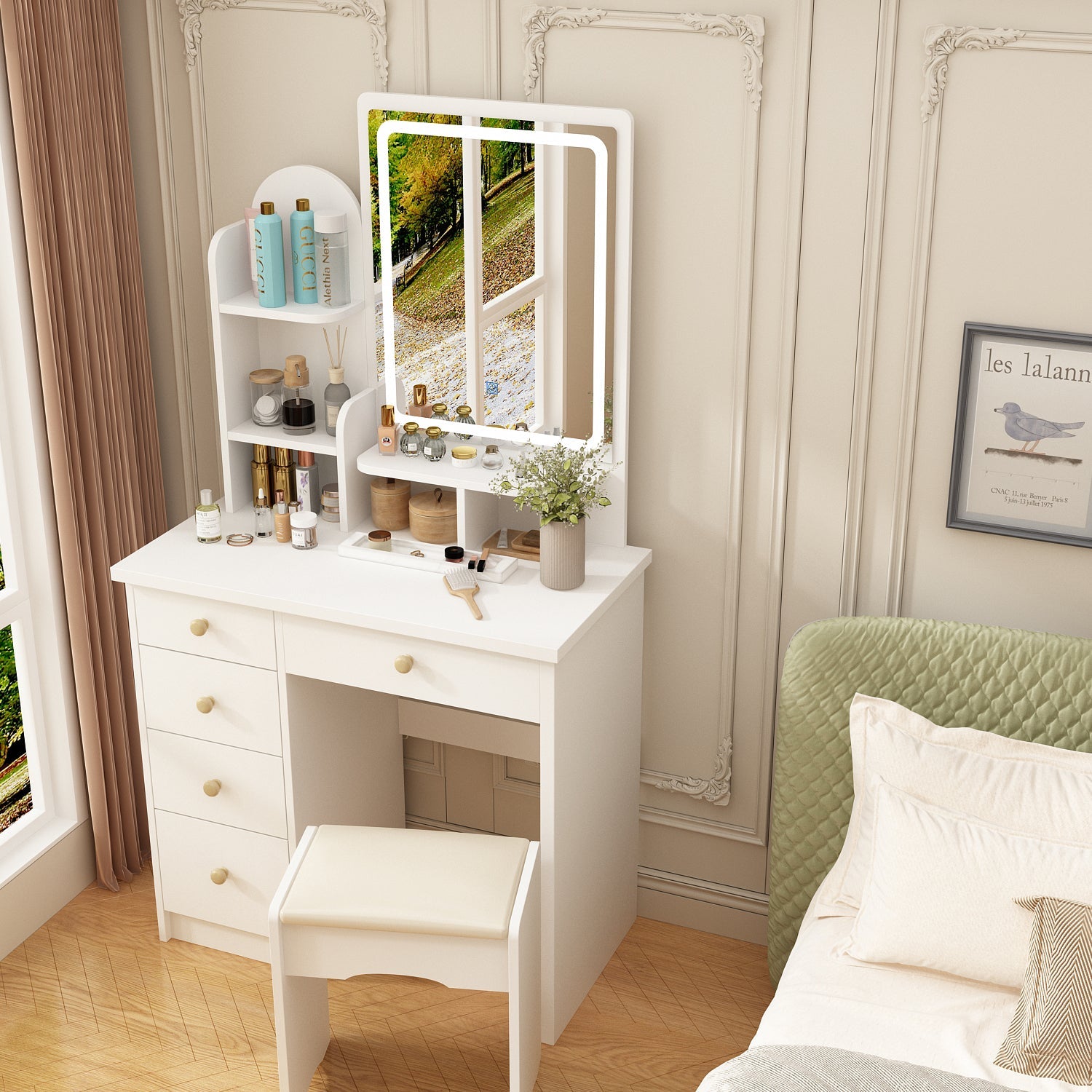 Makeup Vanity Dressing Table Dresser Set with 5 Drawers