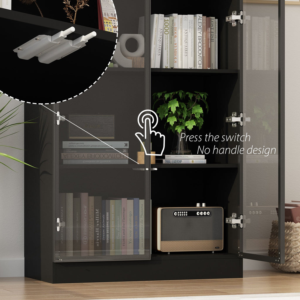 Display Cabinet Bookcase Stand Trophy Showcase with Lights and Glass Doors