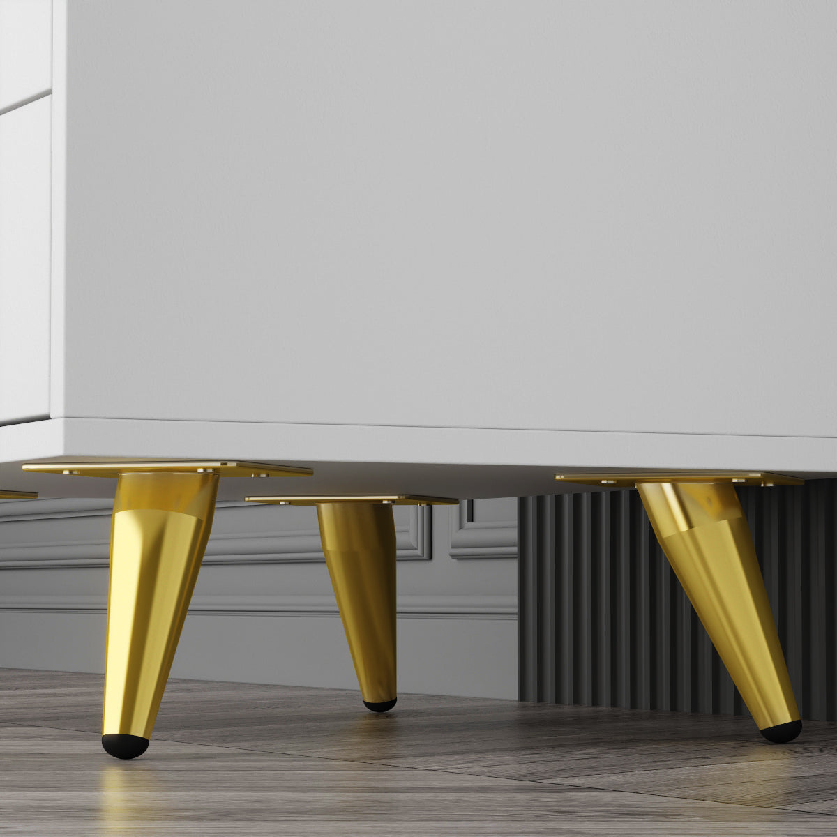 Bedroom Table 3-Drawer Dresser Nightstand with Gold-Plated Legs for Small Space