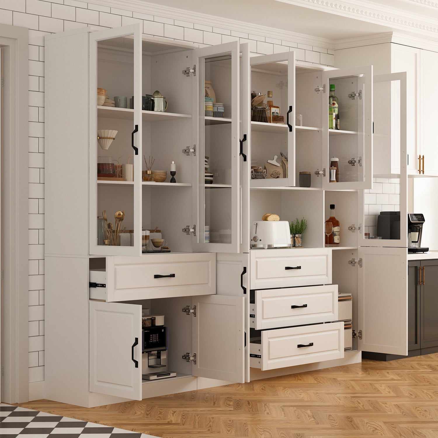 Large Display Cabinet Corner Shelf Storage Organizer Bookshelf in Combination