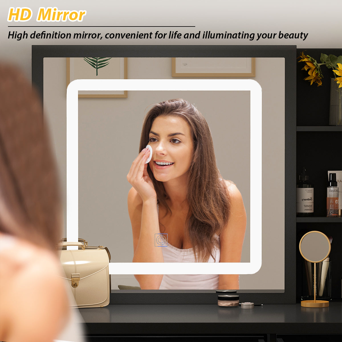 Large Vanity Set Makeup Vanity Dressing Table with Sliding Lighted Mirror 5 Drawers & Shelves