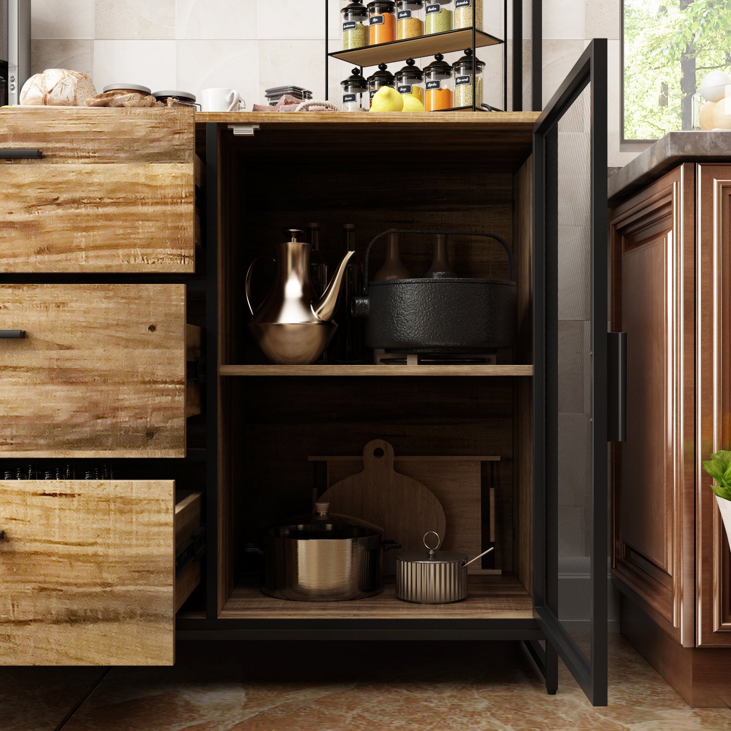 Kitchen Pantry Storage Cabinet Microwave Storage Cabinet Buffet
