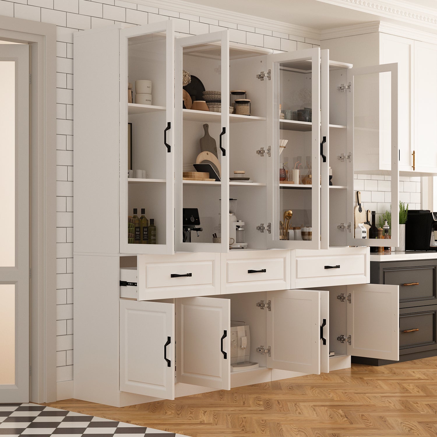 Large Display Cabinet Corner Shelf Storage Organizer Bookshelf in Combination