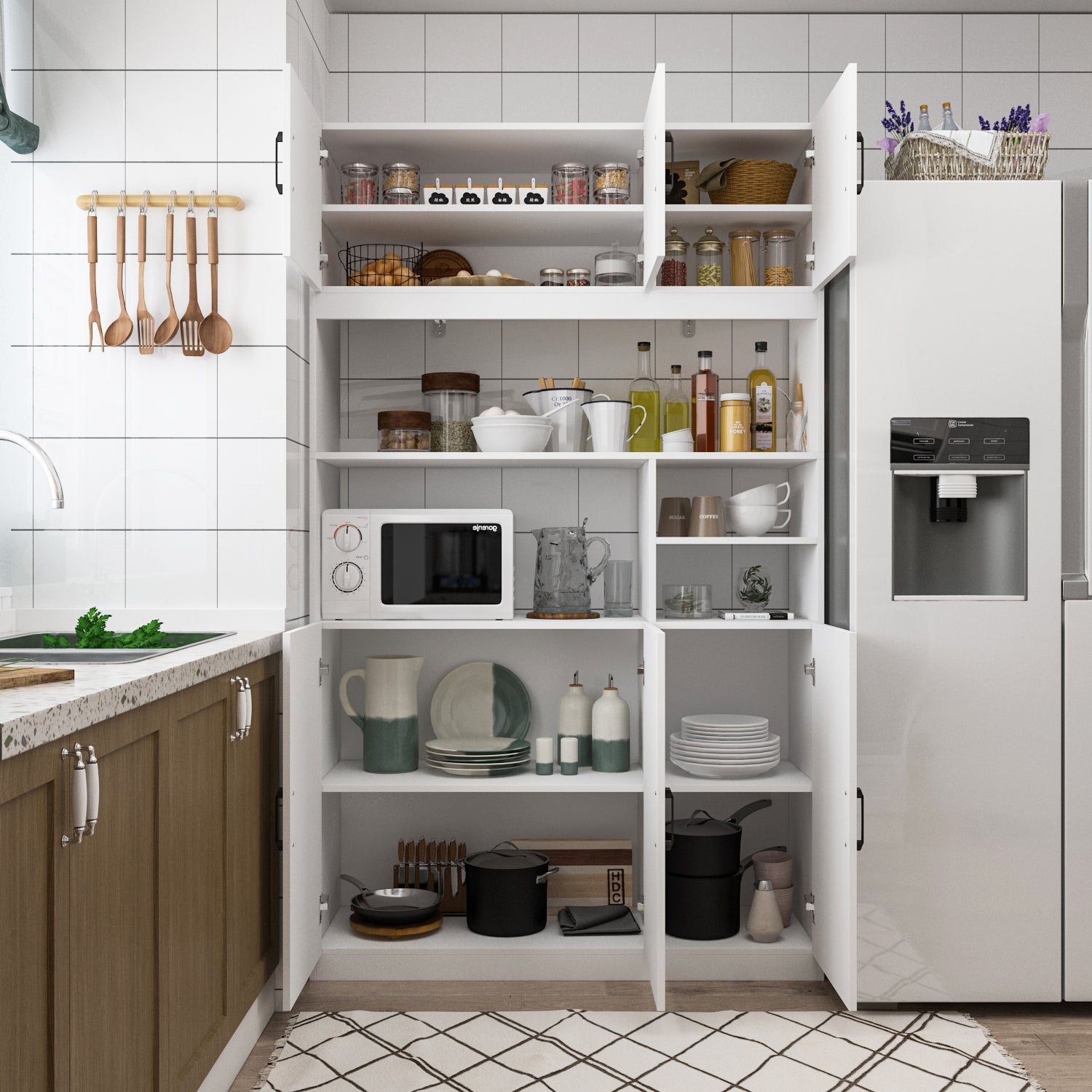 Large Storage Cabinet Kitchen Storage Cupboard with Doors Floor Cabinet for Living Room