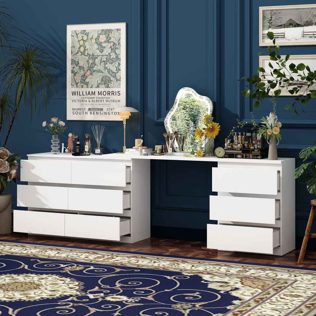 Convertible Vanity Table With 9 Drawers