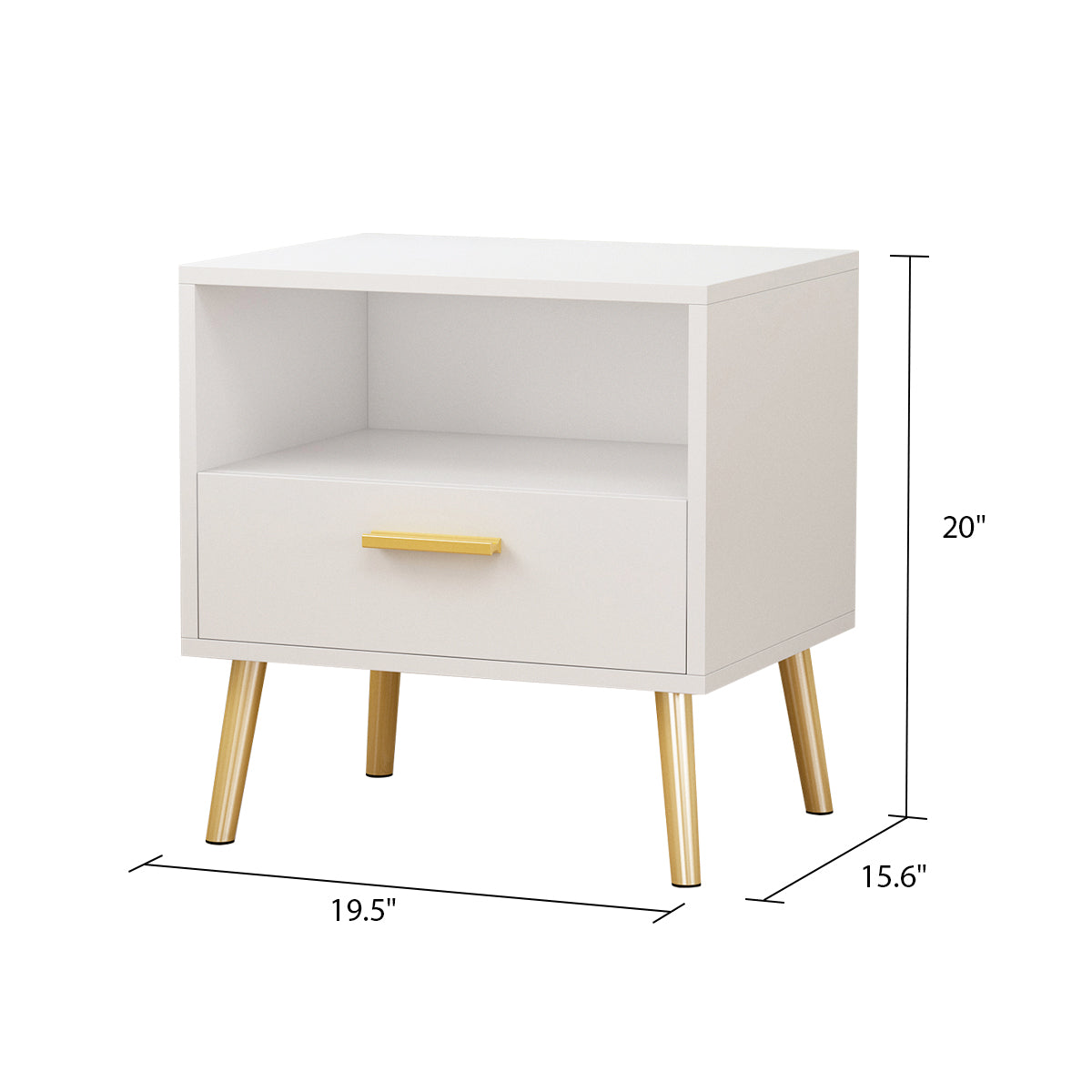 Small Bedside Cabinet 1 Open Shelf and 1 Drawer Storage Table Nightstand