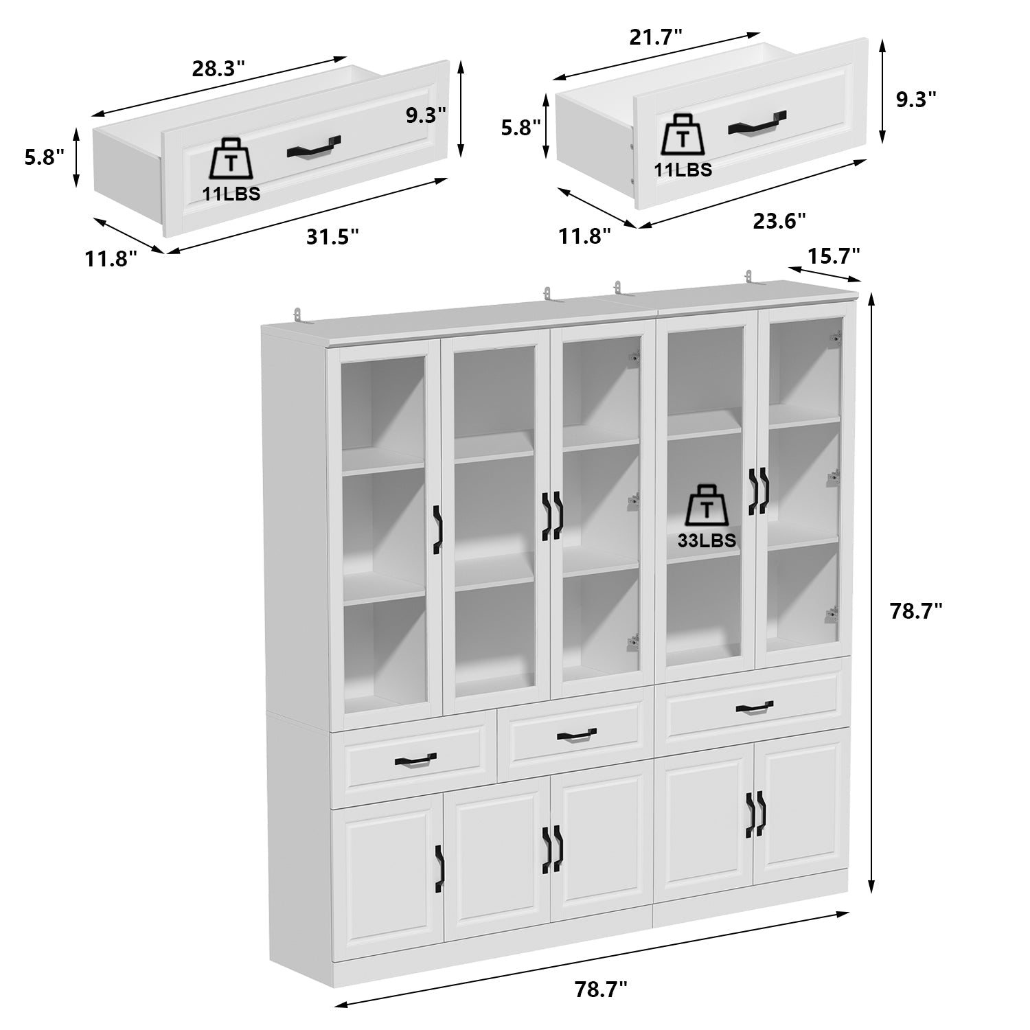 Large Display Cabinet Corner Shelf Storage Organizer Bookshelf in Combination
