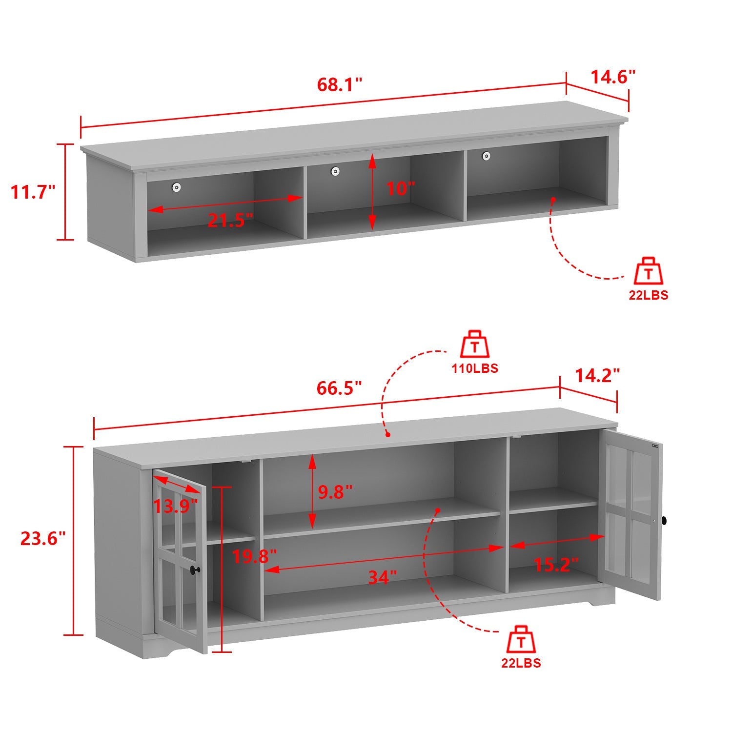 TV Bench Large Entertainment Center